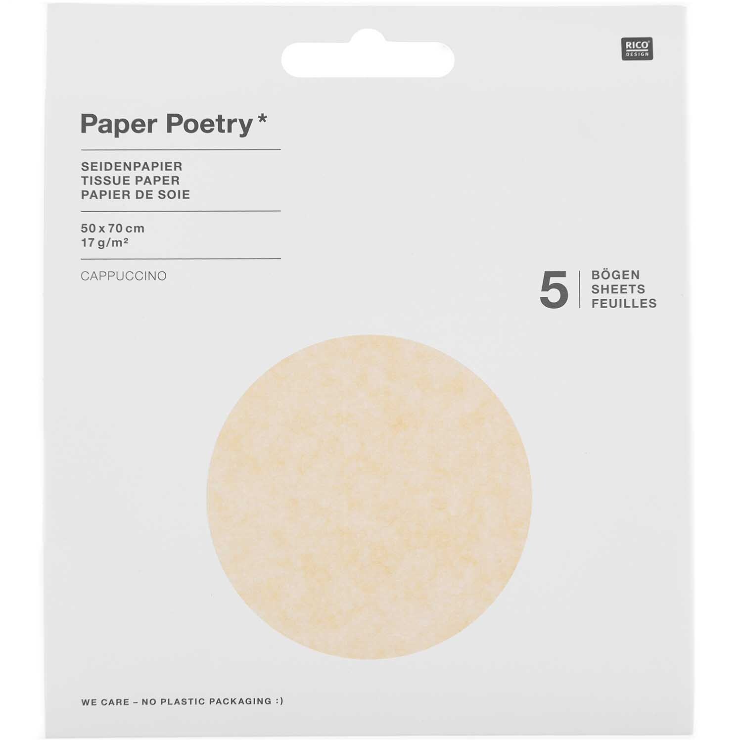 Paper Poetry Seidenpapier 50x70cm 17g/m² 5 Bogen