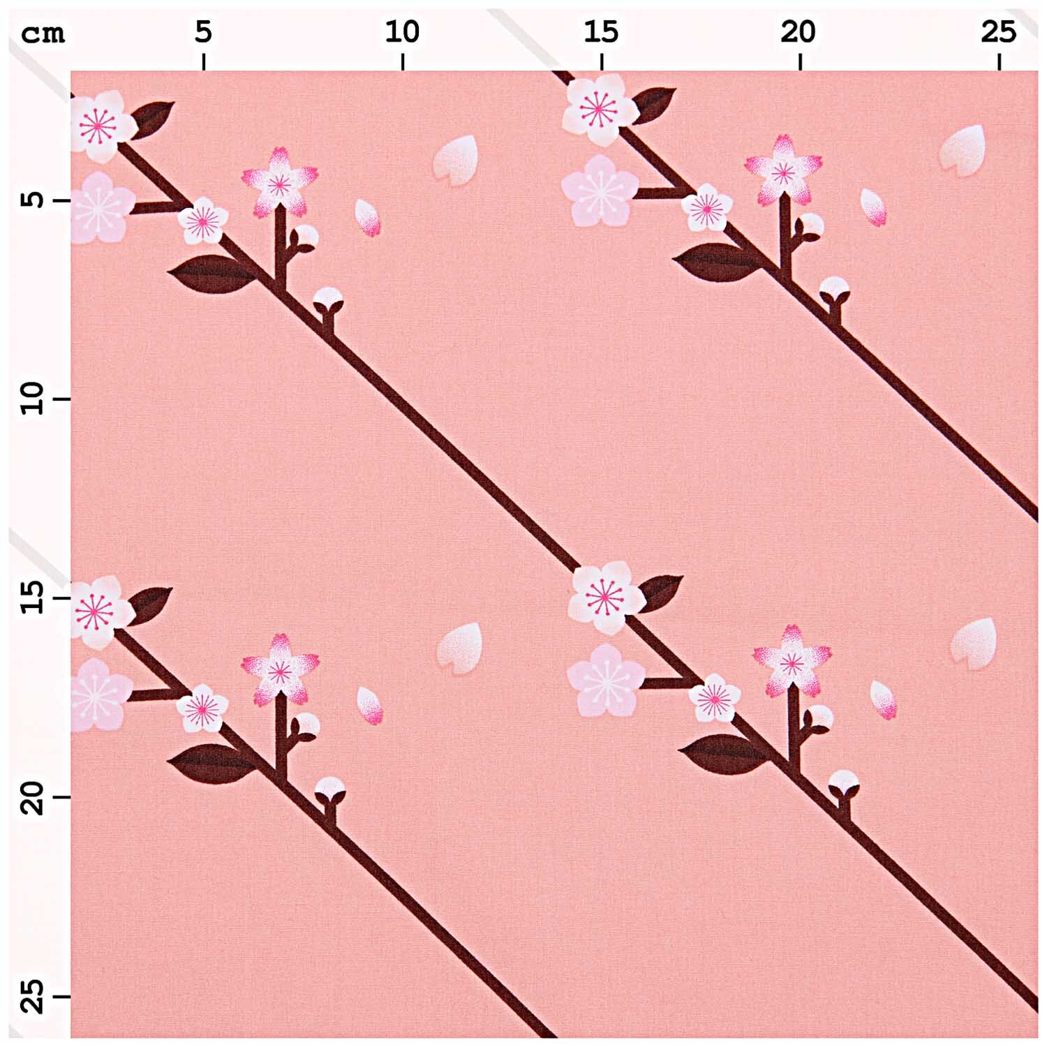 Stoffabschnitt Baumwoll-Popelin pfirsich Sakura Zweige 50x140cm