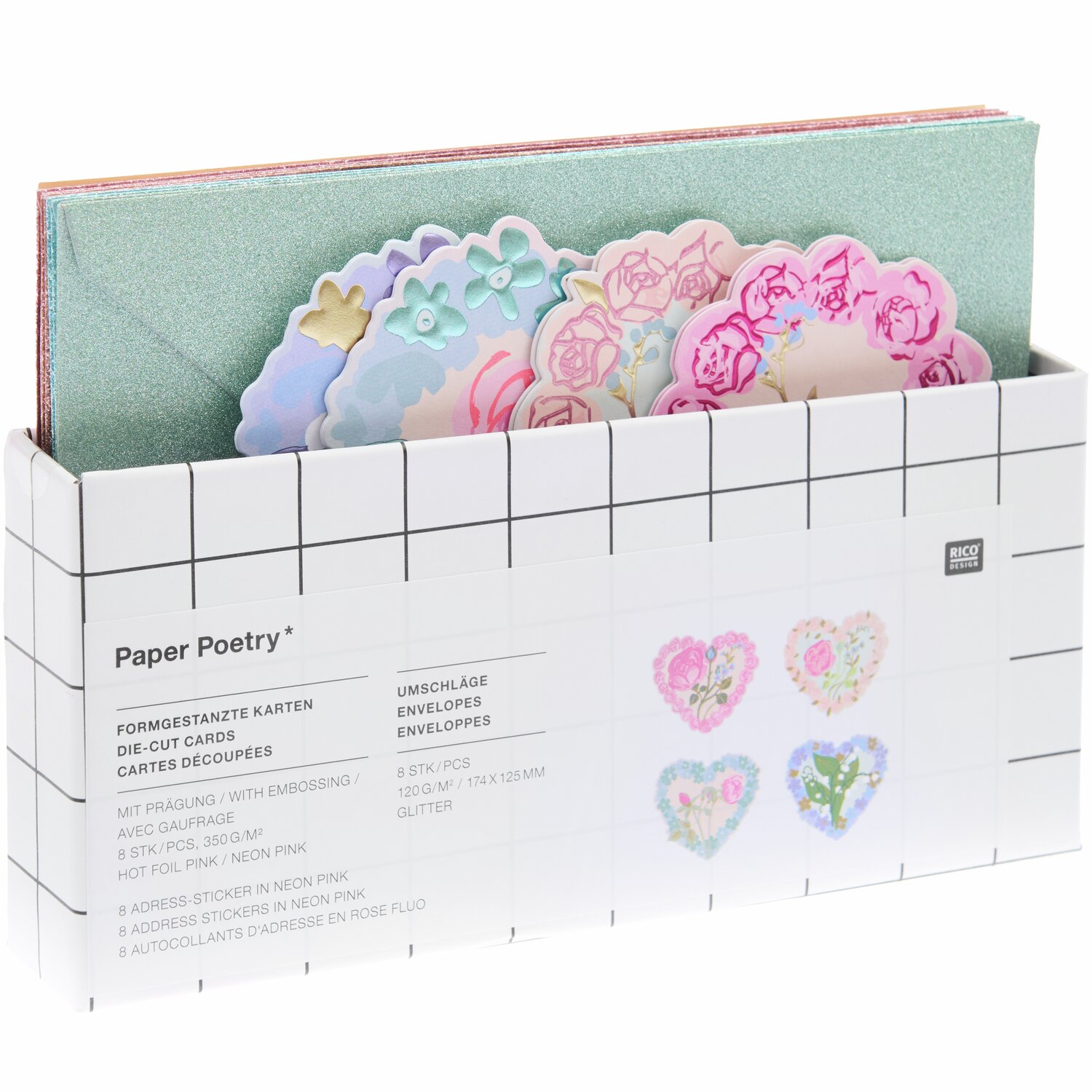 Paper Poetry Kartenset La Vie en Rose Herzen