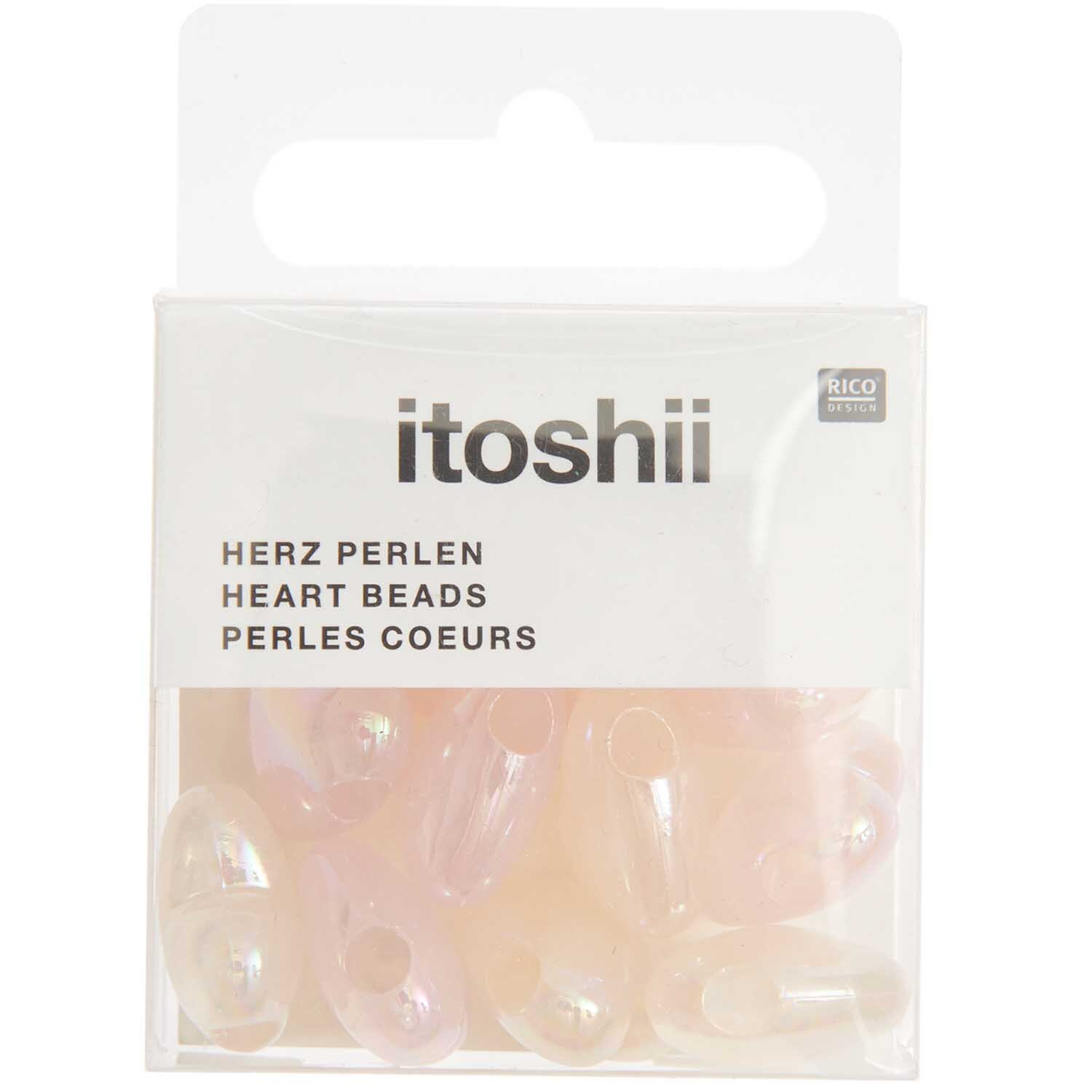 itoshii Herz Perlen holographisch rosa 17x15x9mm 12 Stück