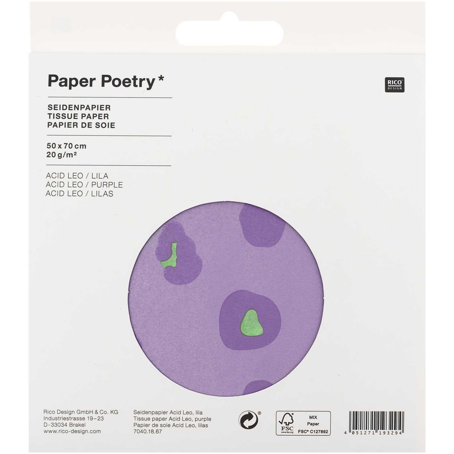 Paper Poetry Seidenpapier Acid Leo 50x70cm 5 Bogen