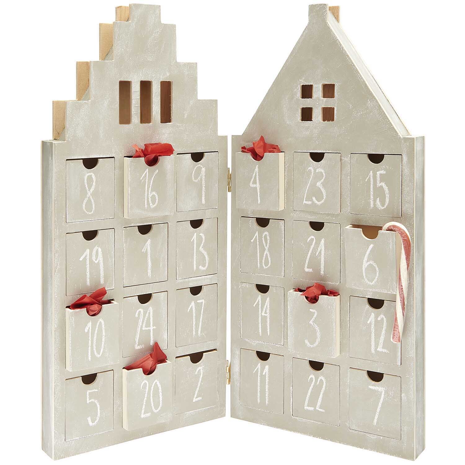 Adventskalender Haus aus Holz 46,5x51x5cm