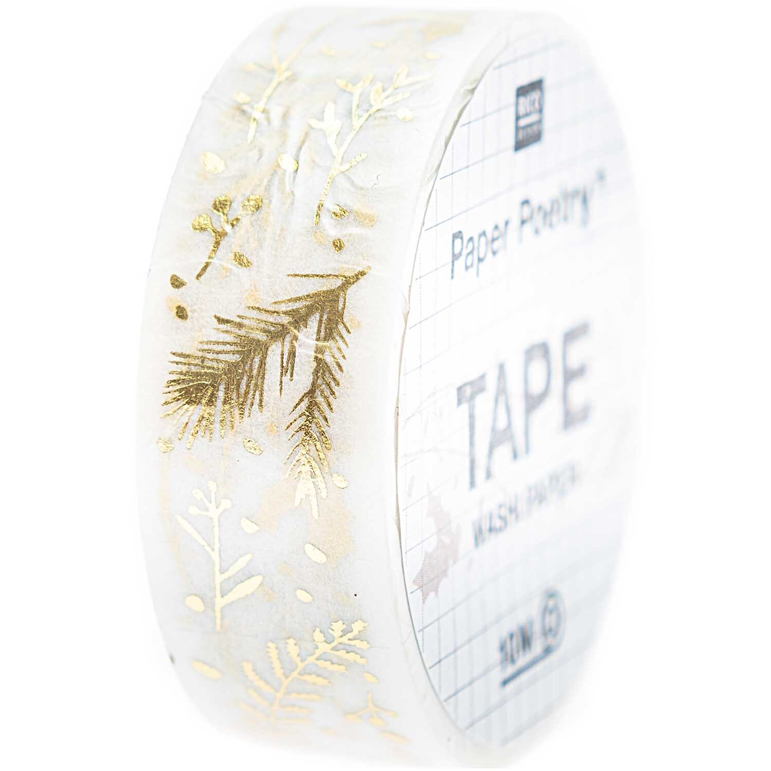 Paper Poetry Tape Nostalgic Christmas Zweige weiß-gold 1,5cm 10m