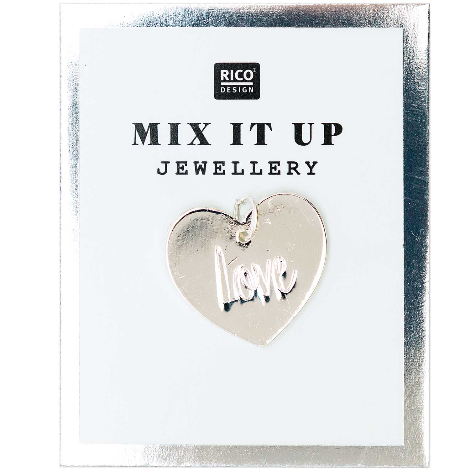 Mix it Up - Jewellery Anhänger Scheibe Love silber Ø17mm