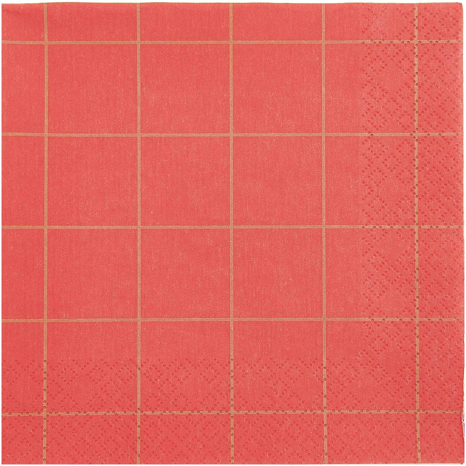 Servietten Raster rot-gold 33x33cm 20 Stück