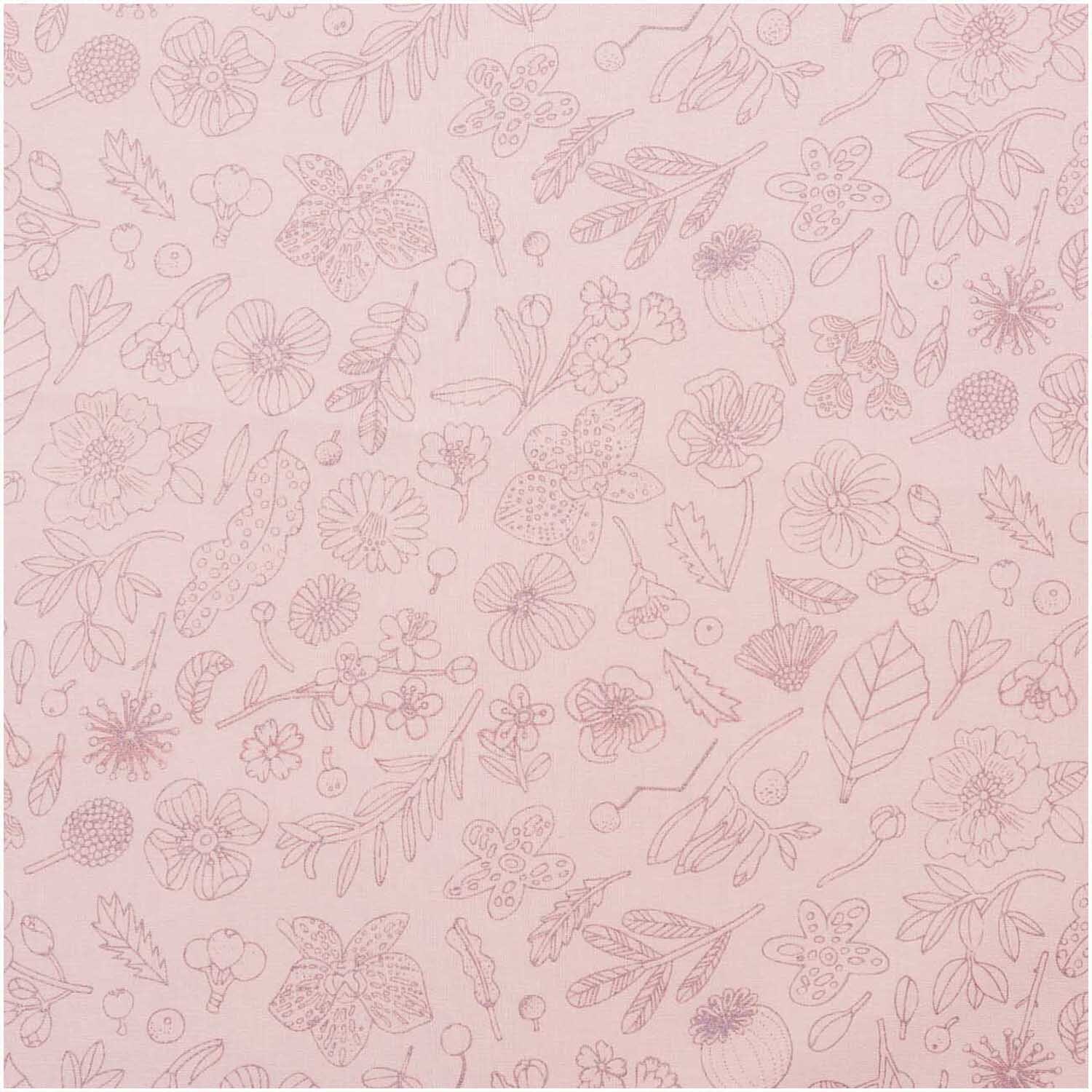 Druckstoff Hygge Blumen rosa-metallic 50x140cm