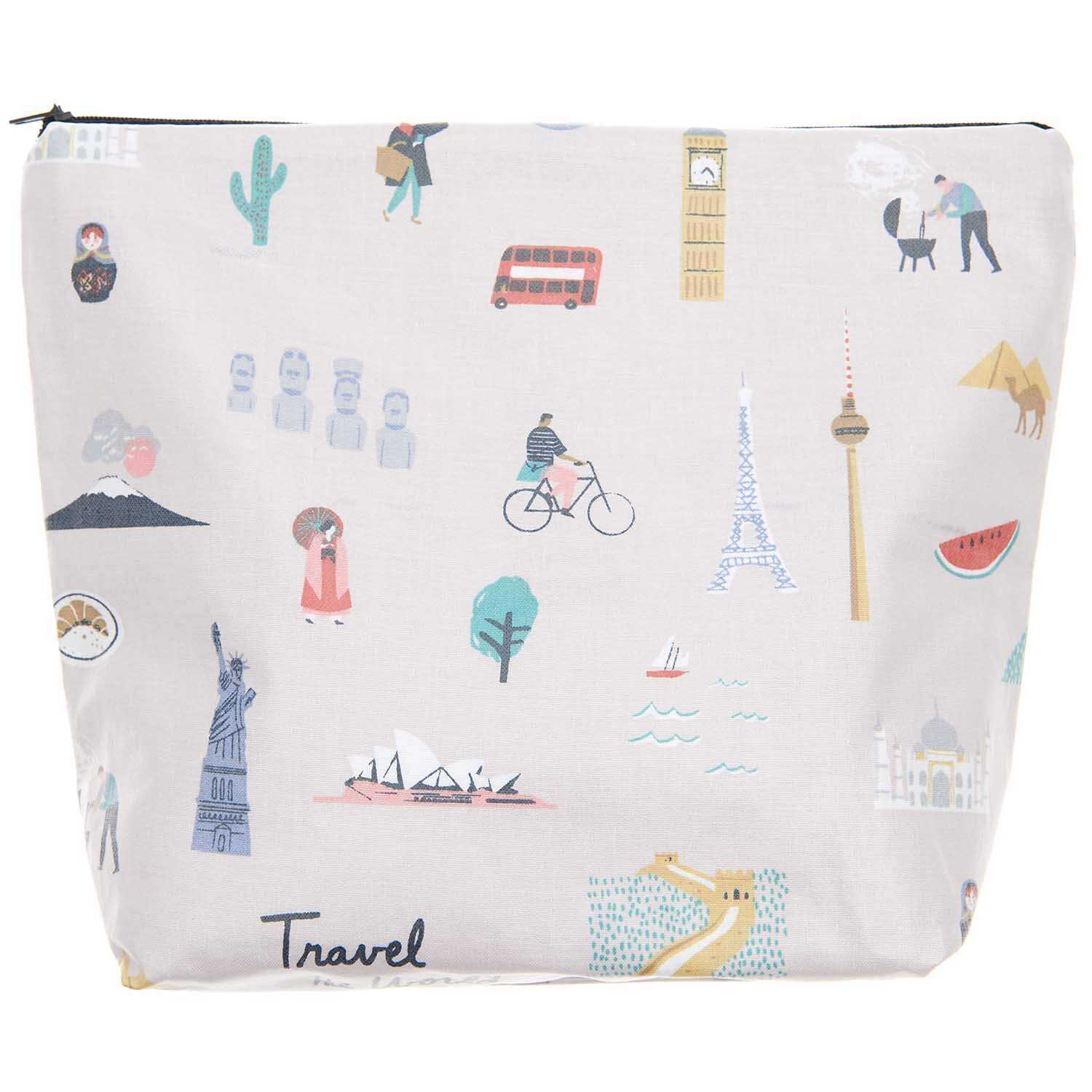 Kosmetiktasche Travel the World flieder 28x21x9cm