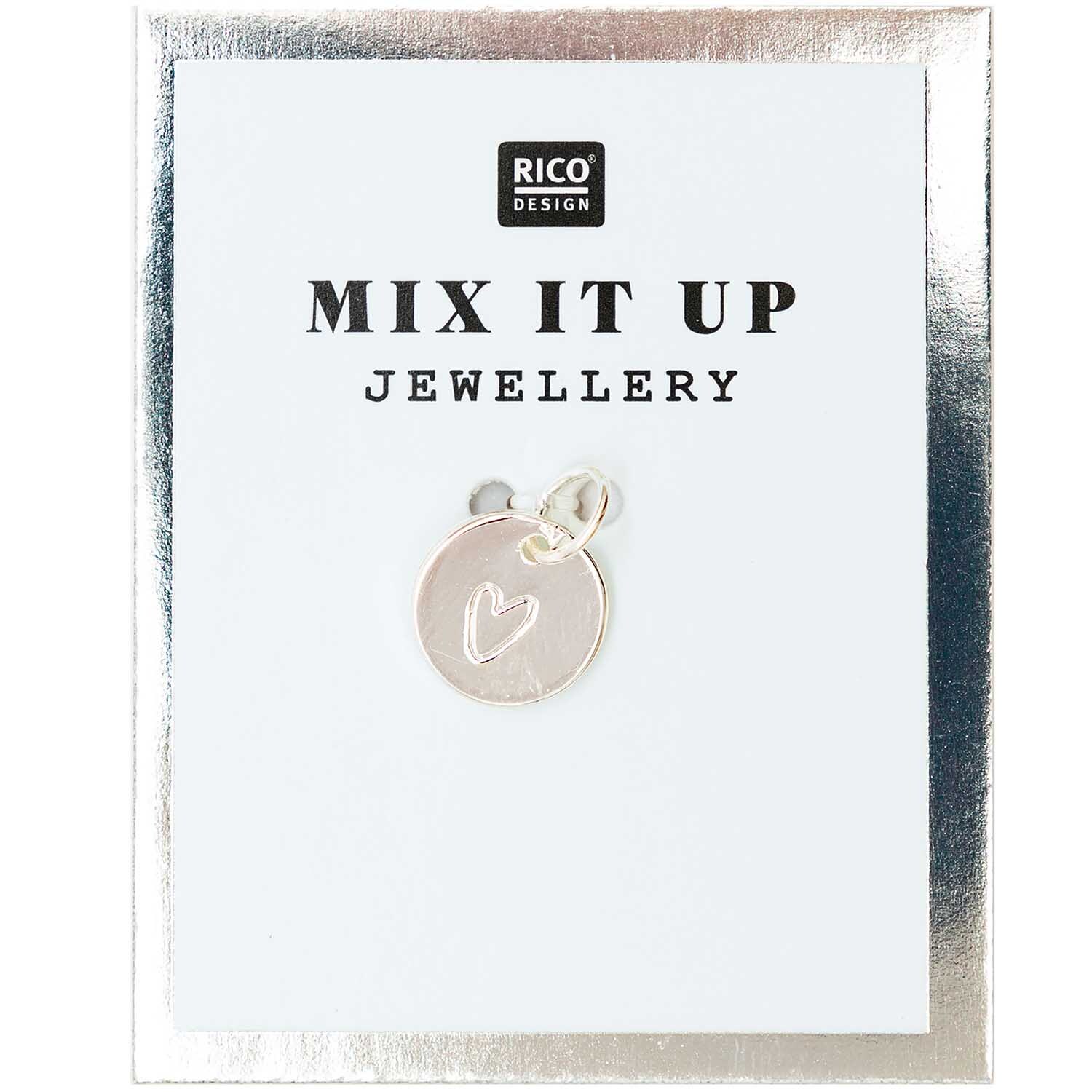 Mix it up - Jewellery Mini Scheibe Herz Umriss silber Ø 9mm