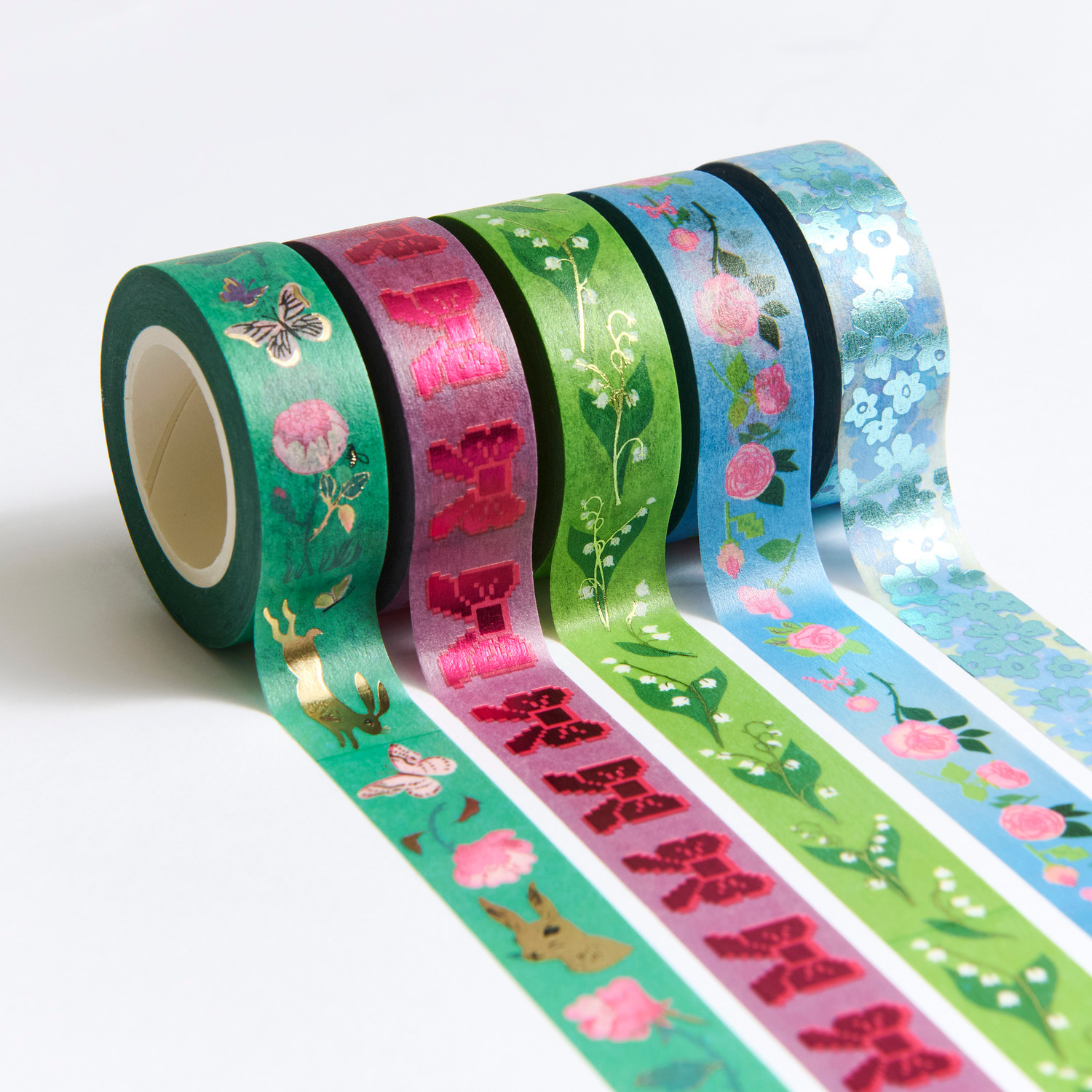 Paper Poetry Tape Set La Vie En Rose Grün/Blau