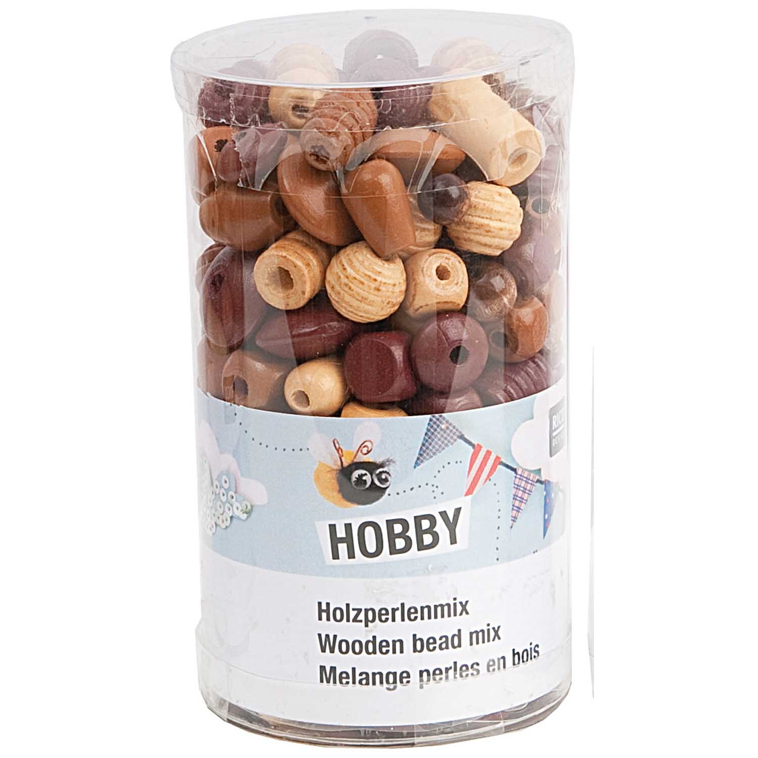 Holz-Perlen Mix natur 200g