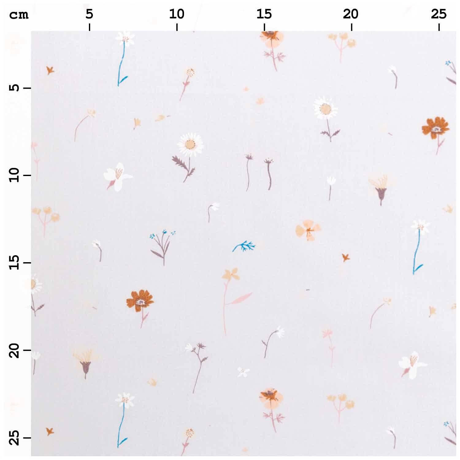 Stoffabschnitt Druckstoff Streublumen hellgrau 50x140cm