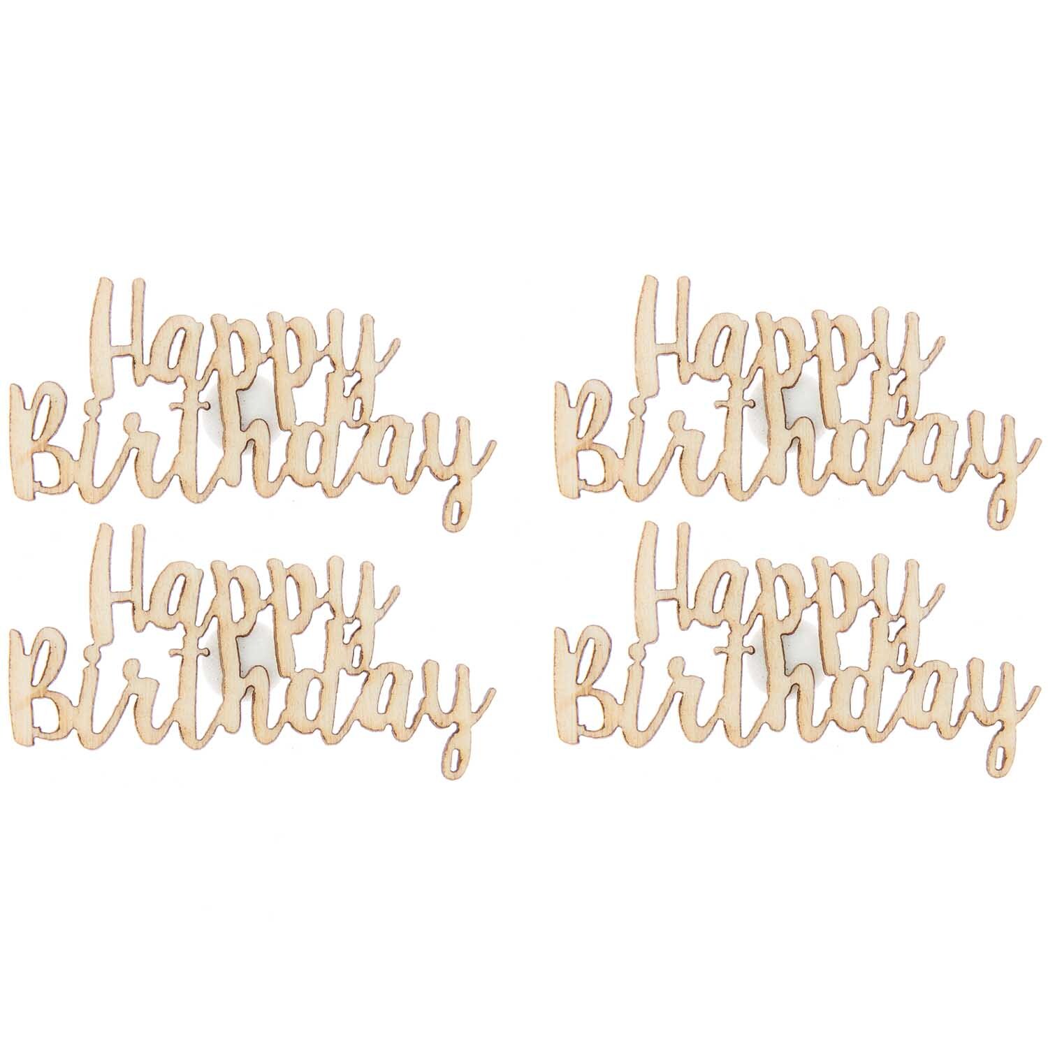 Holzsticker "Happy Birthday" 48x28mm 4 Stück