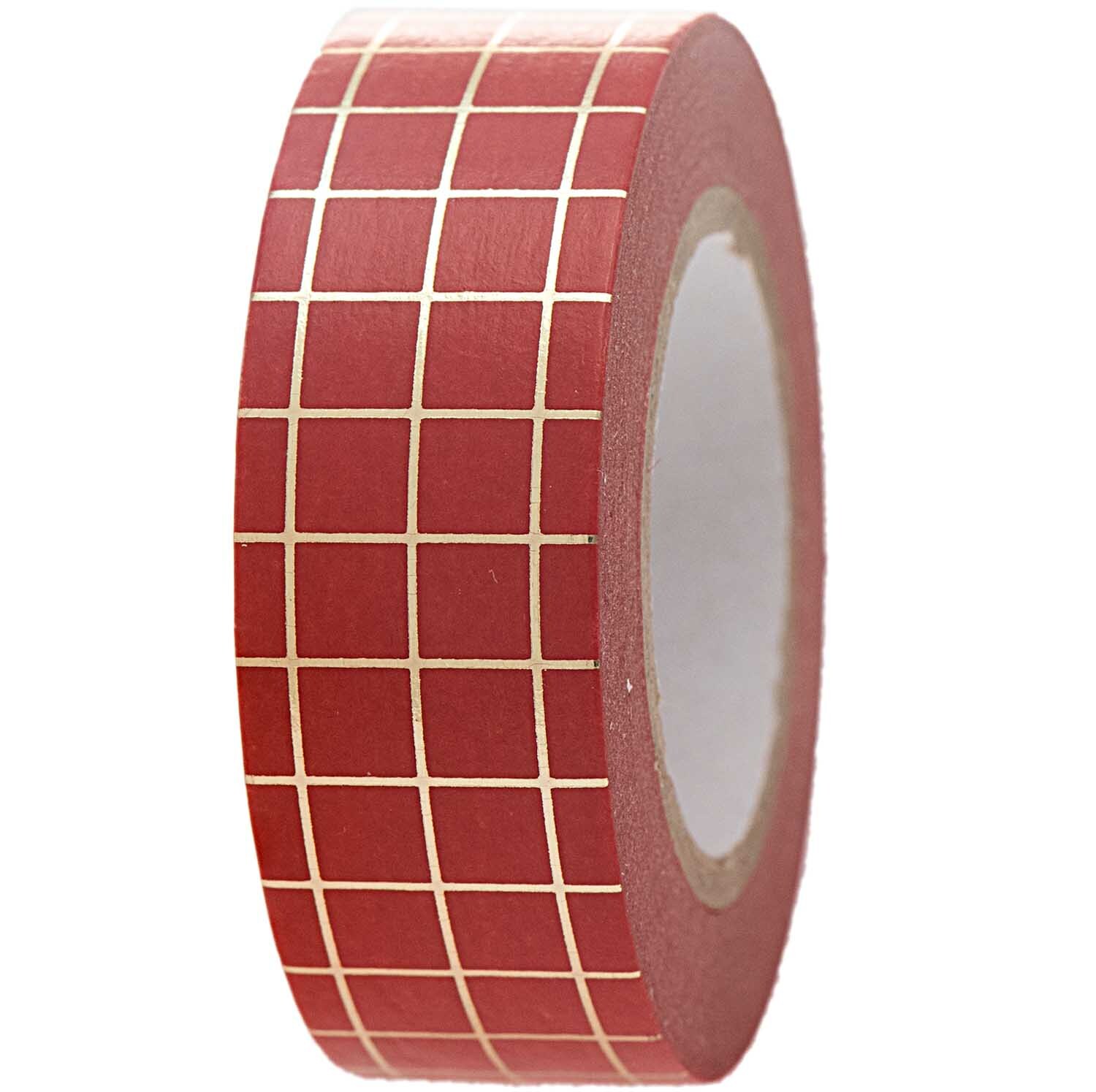 Paper Poetry Tape kariert rot-gold 1,5cm 10m