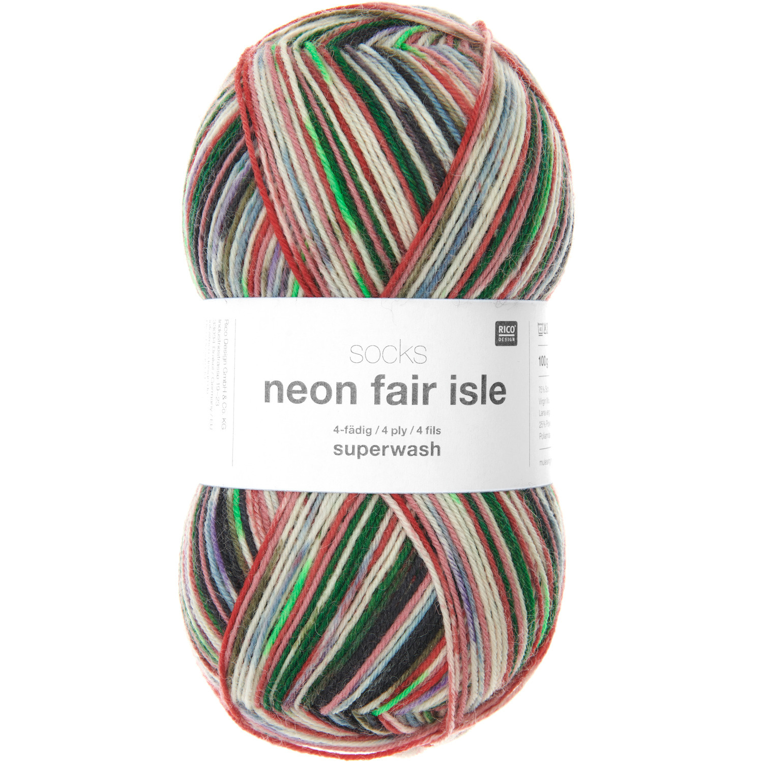 Socks Neon Fair Isle 4-fädig