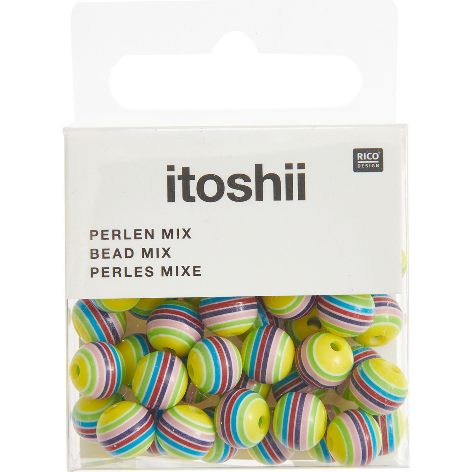 itoshii Gestreifte Perlen lila-gelb Mix 8mm 48 Stück