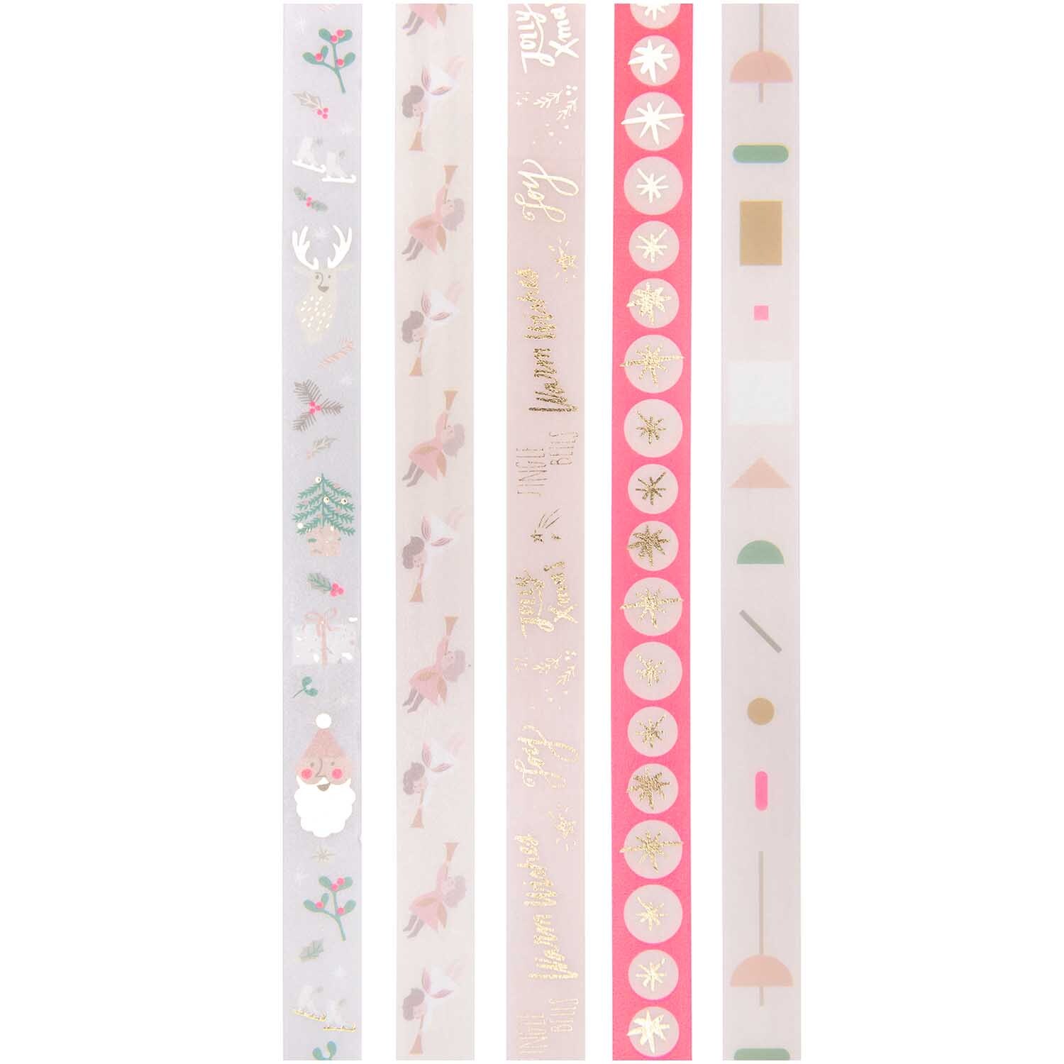 Paper Poetry Tape Set Jolly Christmas Pastell 1,5cm 10m 5teilig