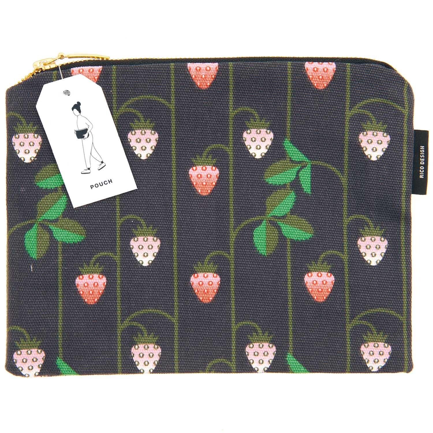 Pouch Erdbeeren blau 17x23cm