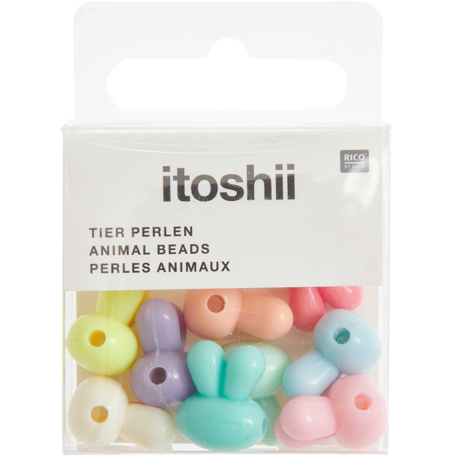 itoshii Hasen Perlen pastell 13x15mm 9 Stück