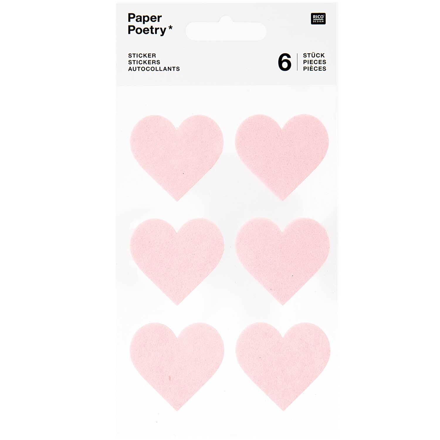 Paper Poetry Filzsticker Herzen groß 1 Blatt