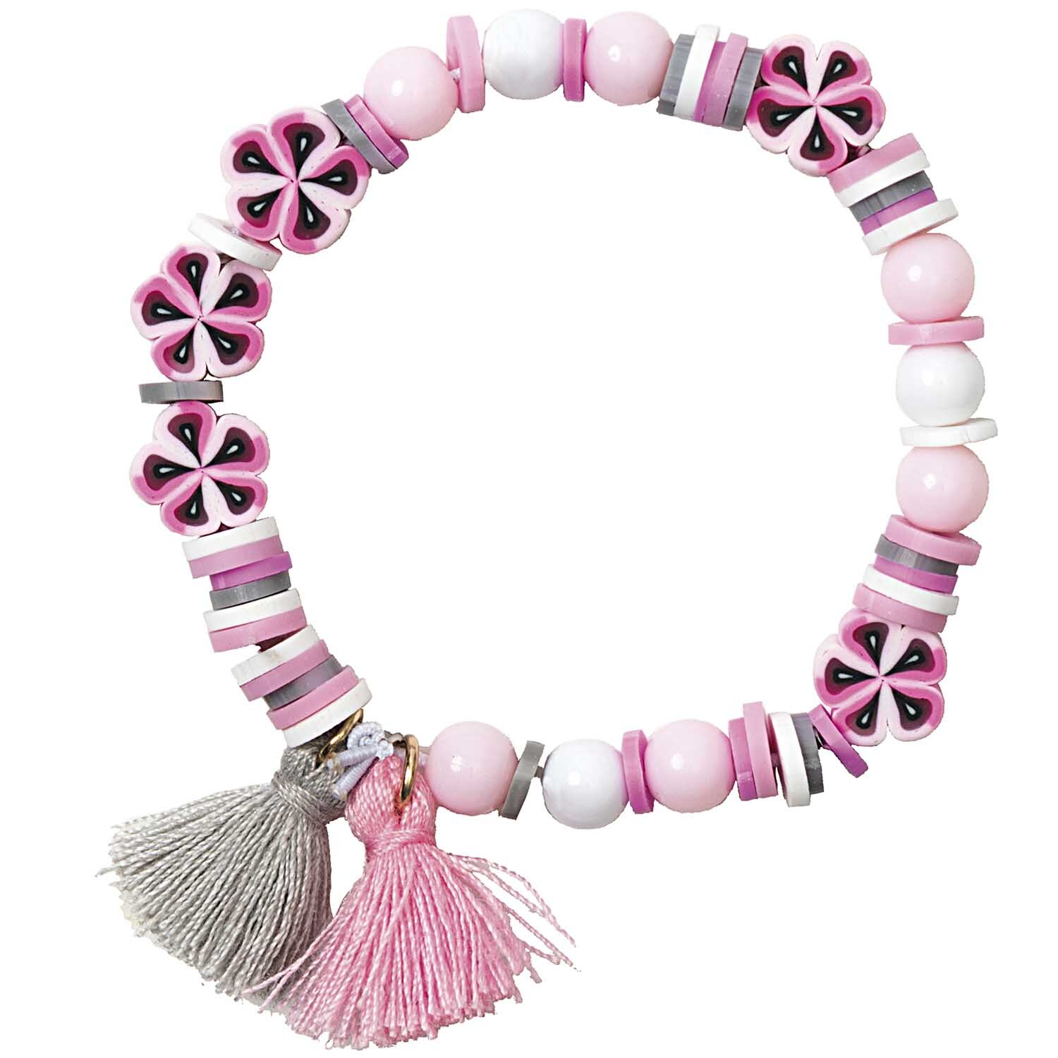 Mini Perlen Armband Set rosa-grau