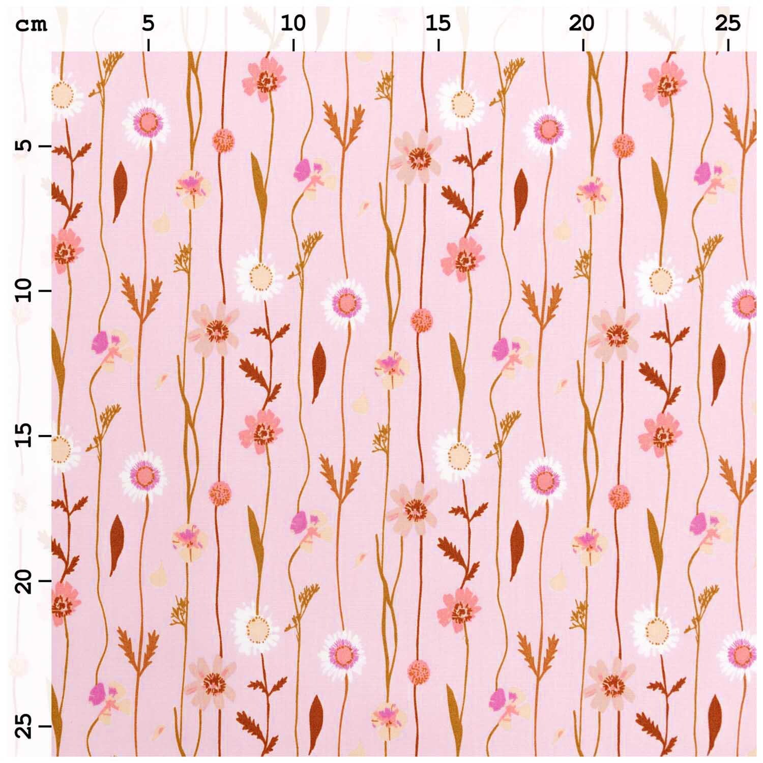 Stoffabschnitt Druckstoff Wildblumen rosa 50x140cm