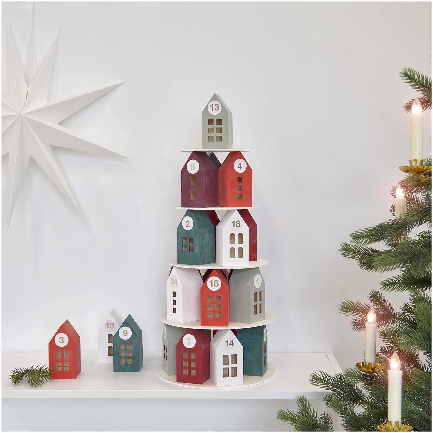 Adventskalender Holz-Haus-Pyramide