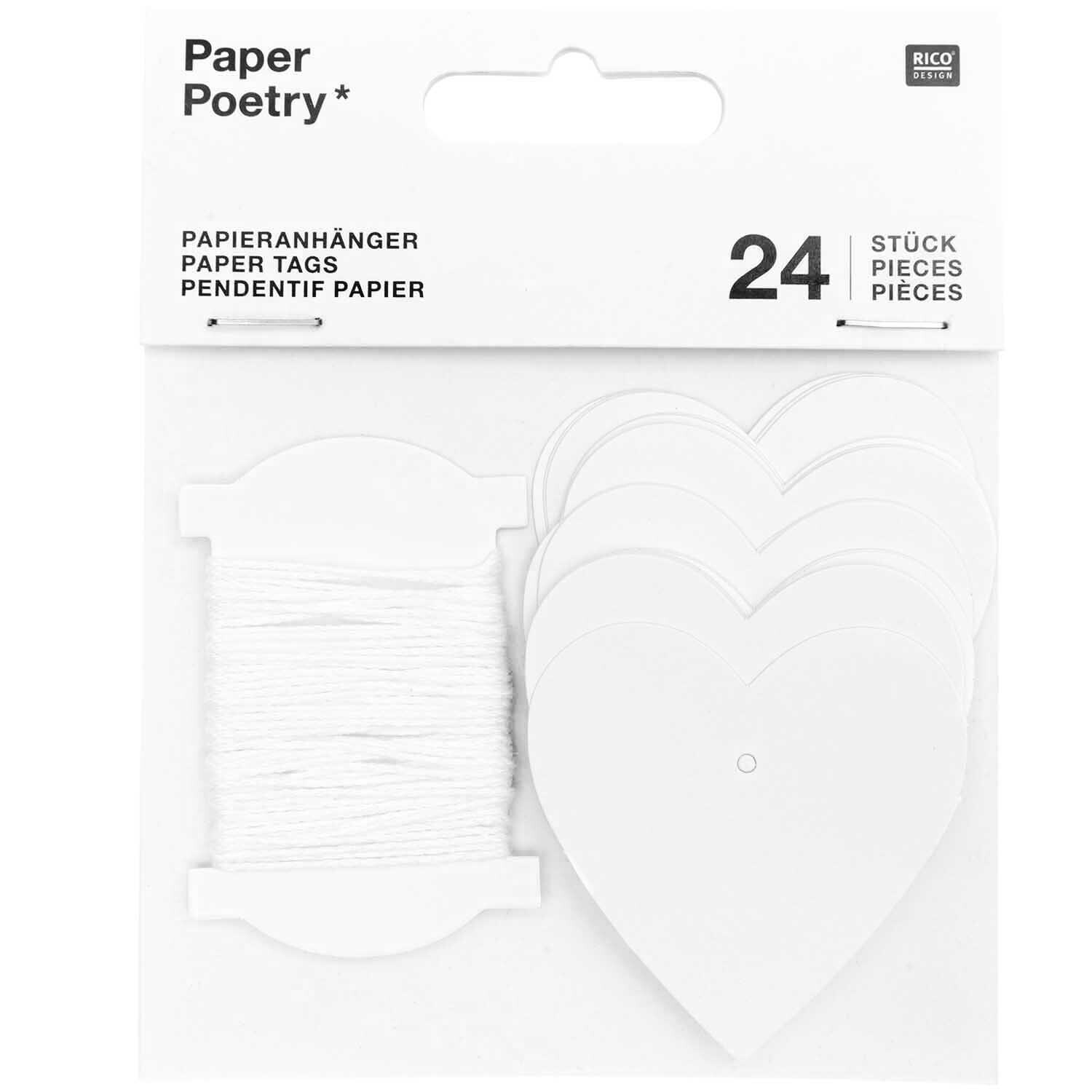 Paper Poetry Papieranhänger Herzen M 24 Stück