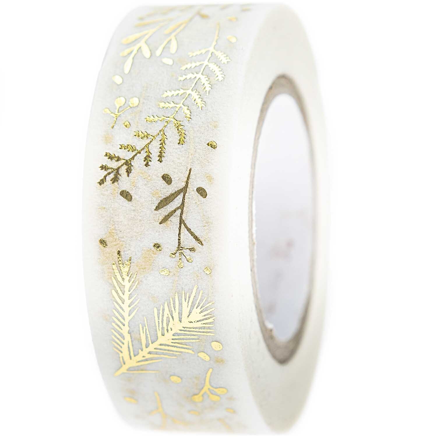 Paper Poetry Tape Nostalgic Christmas Zweige weiß-gold 1,5cm 10m