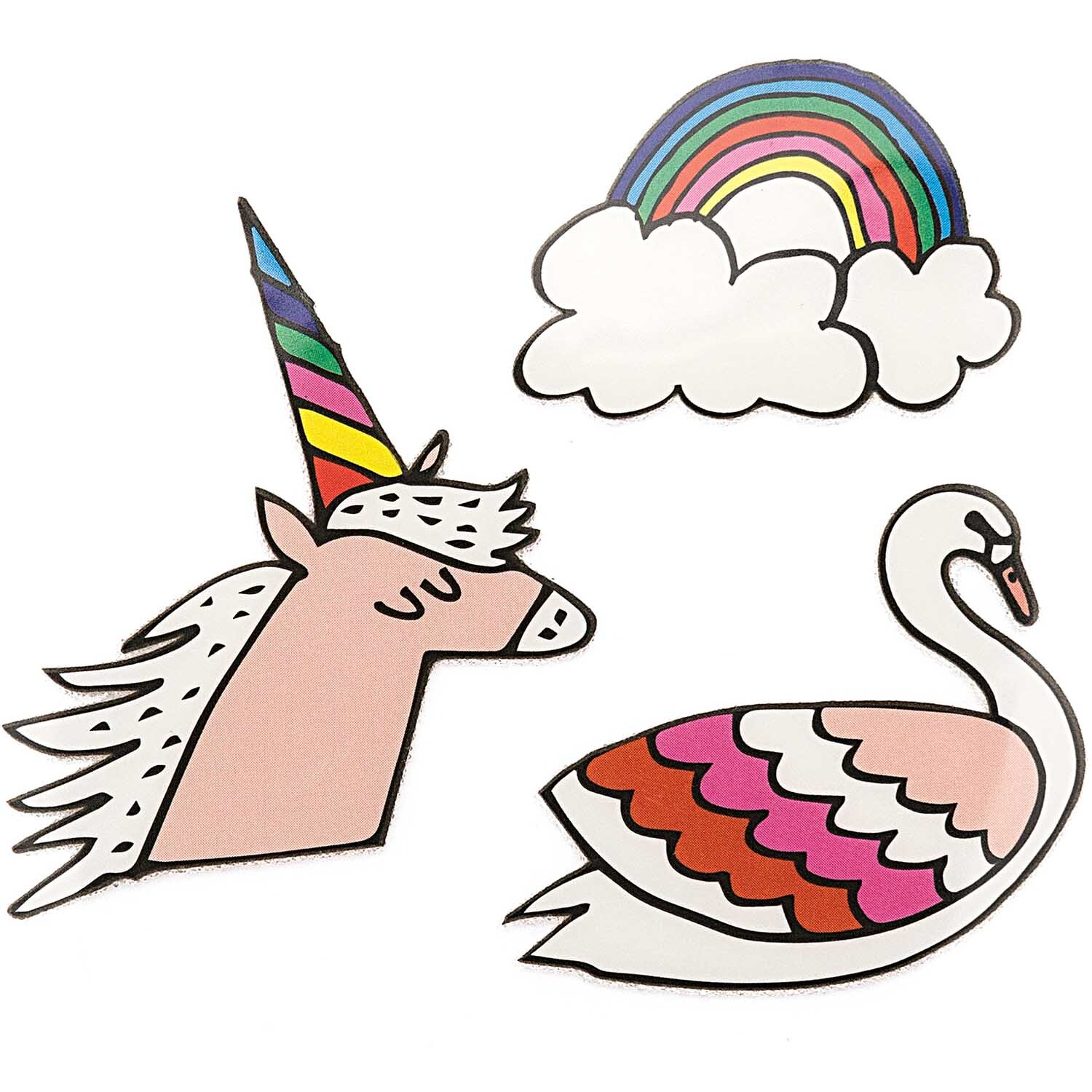 Bügelmotiv Set Einhorn-Regenbogen-Schwan 4cm