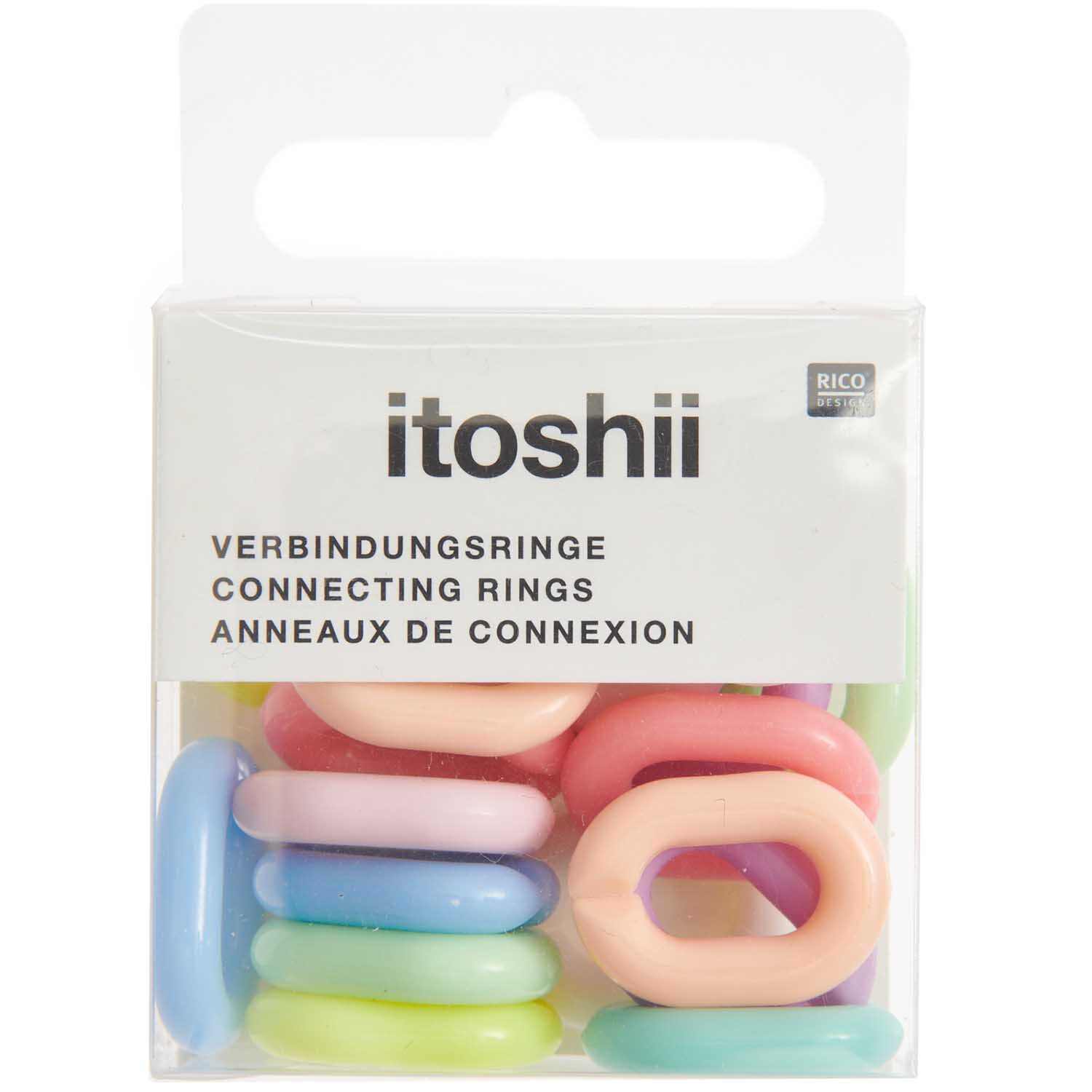 itoshii Verbindungsringe rainbow pastell 19x14x4mm 18 Stück