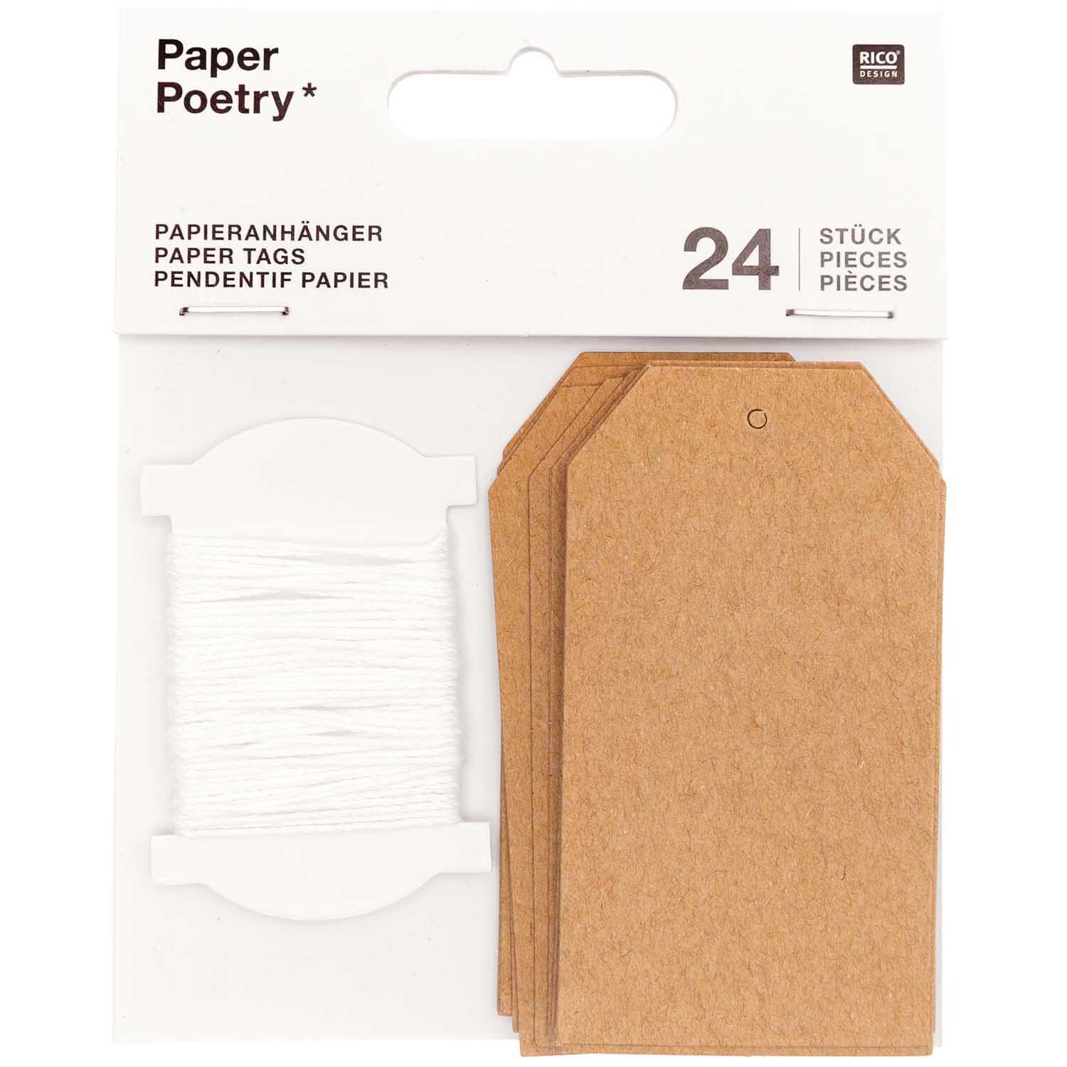 Paper Poetry Papieranhänger Kraftpapier 24 Stück