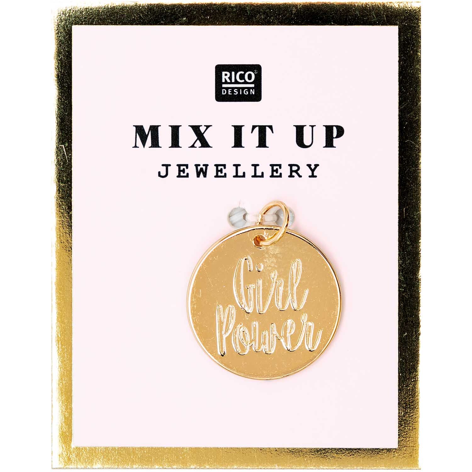 Mix it Up - Jewellery Anhänger Scheibe Girl Power gold Ø17mm