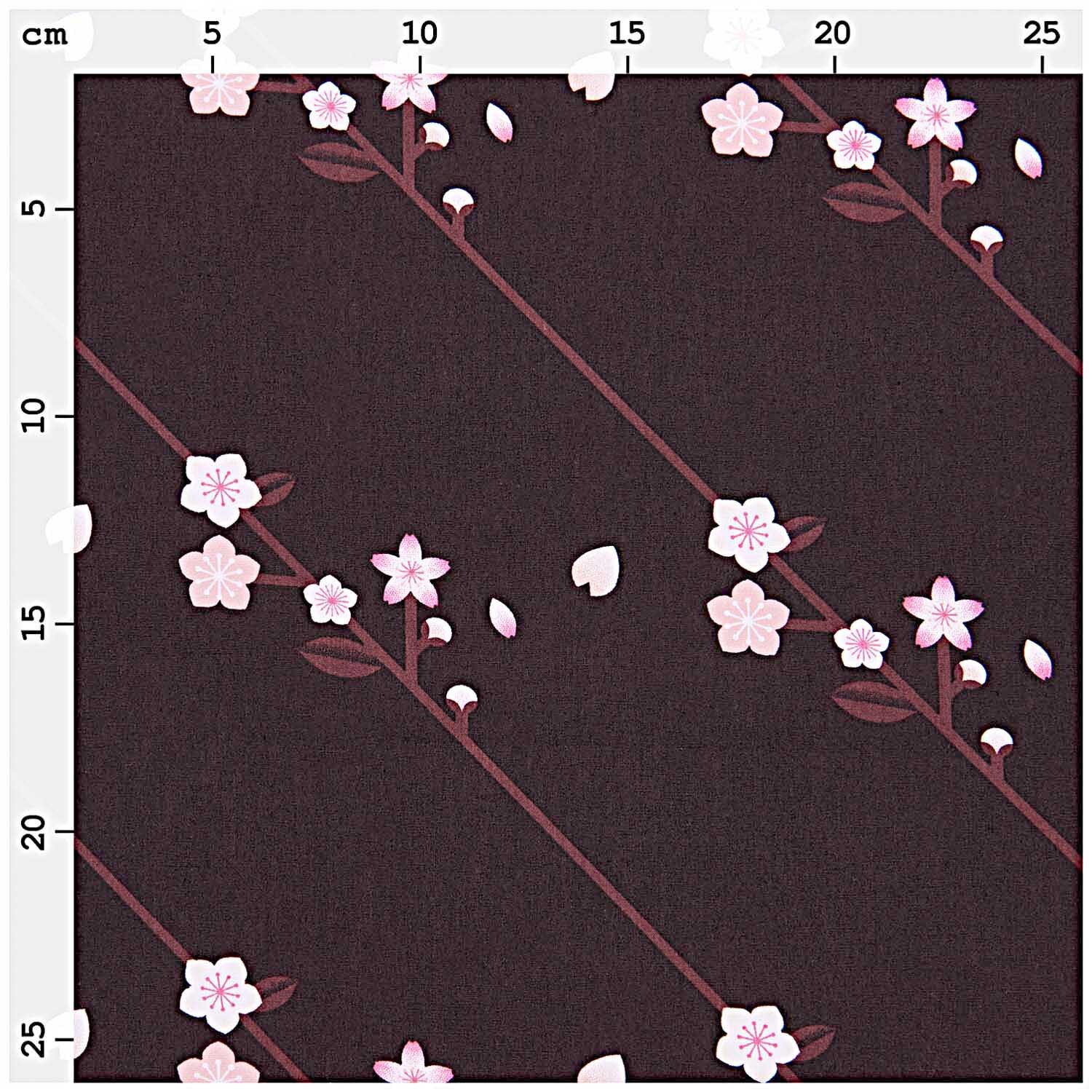 Meterware Baumwoll-Popelin schwarz Sakura Zweige