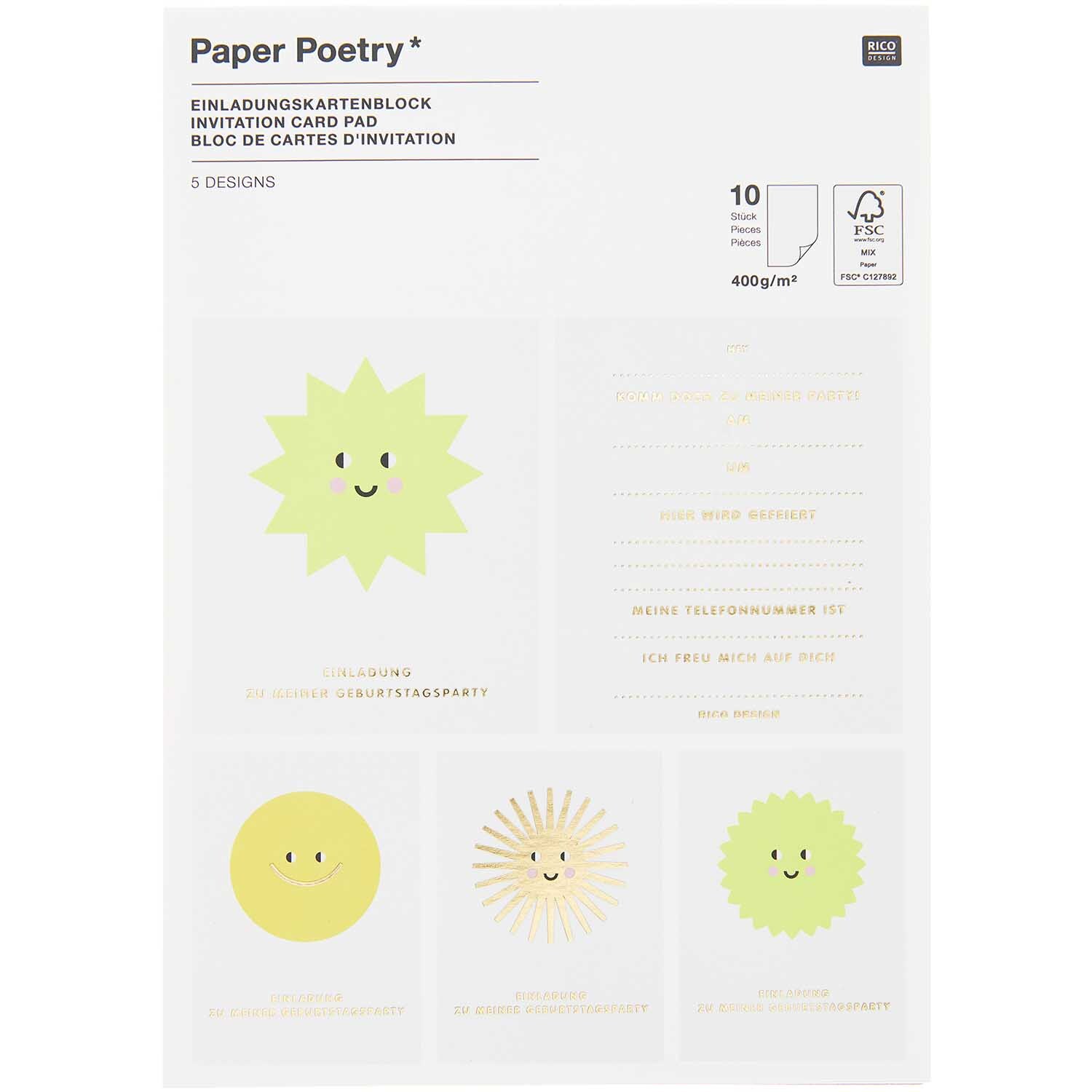 Paper Poetry Einladungskarten Happy Birthday 10teilig