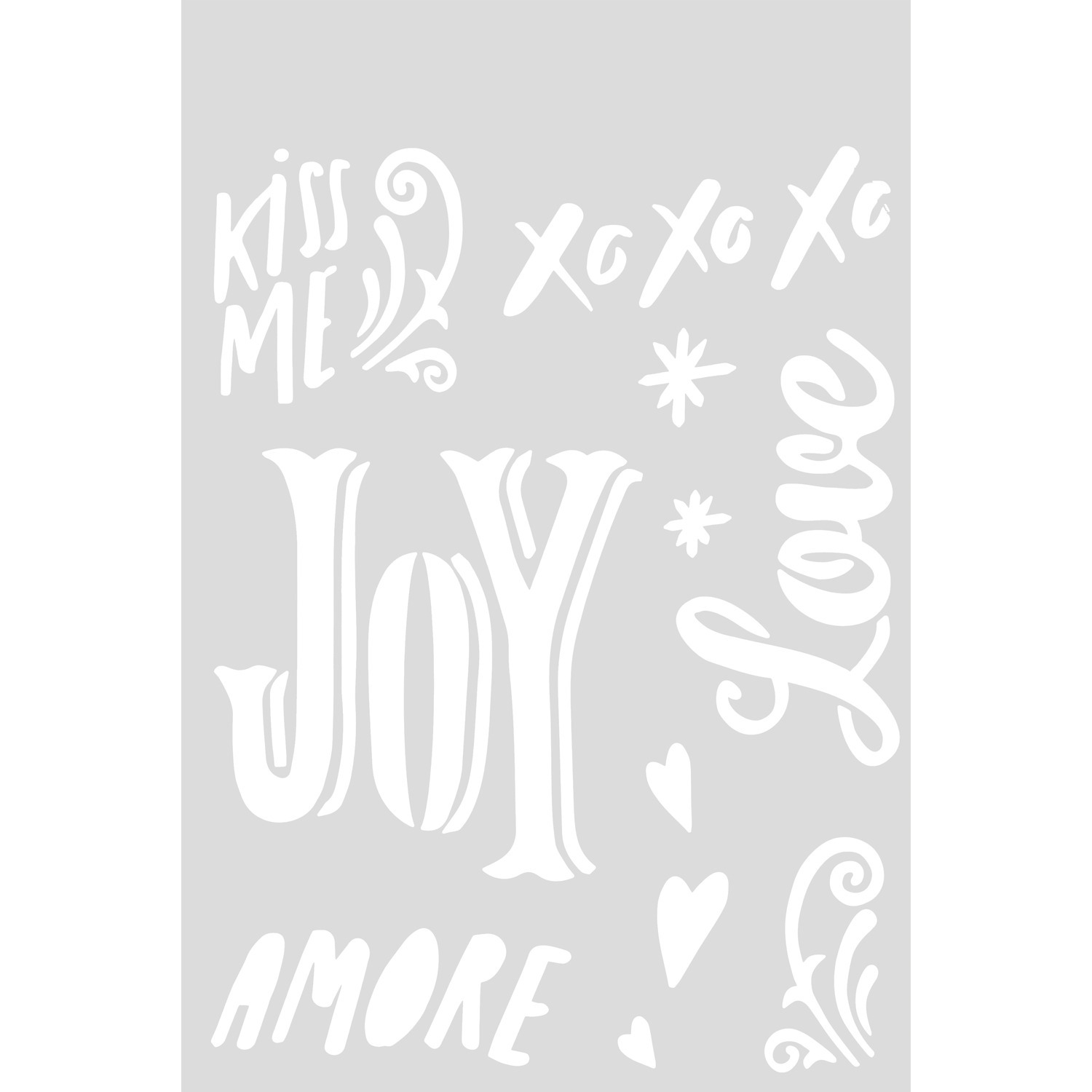 Schablone Love & Joy 18,5x24,5cm selbstklebend