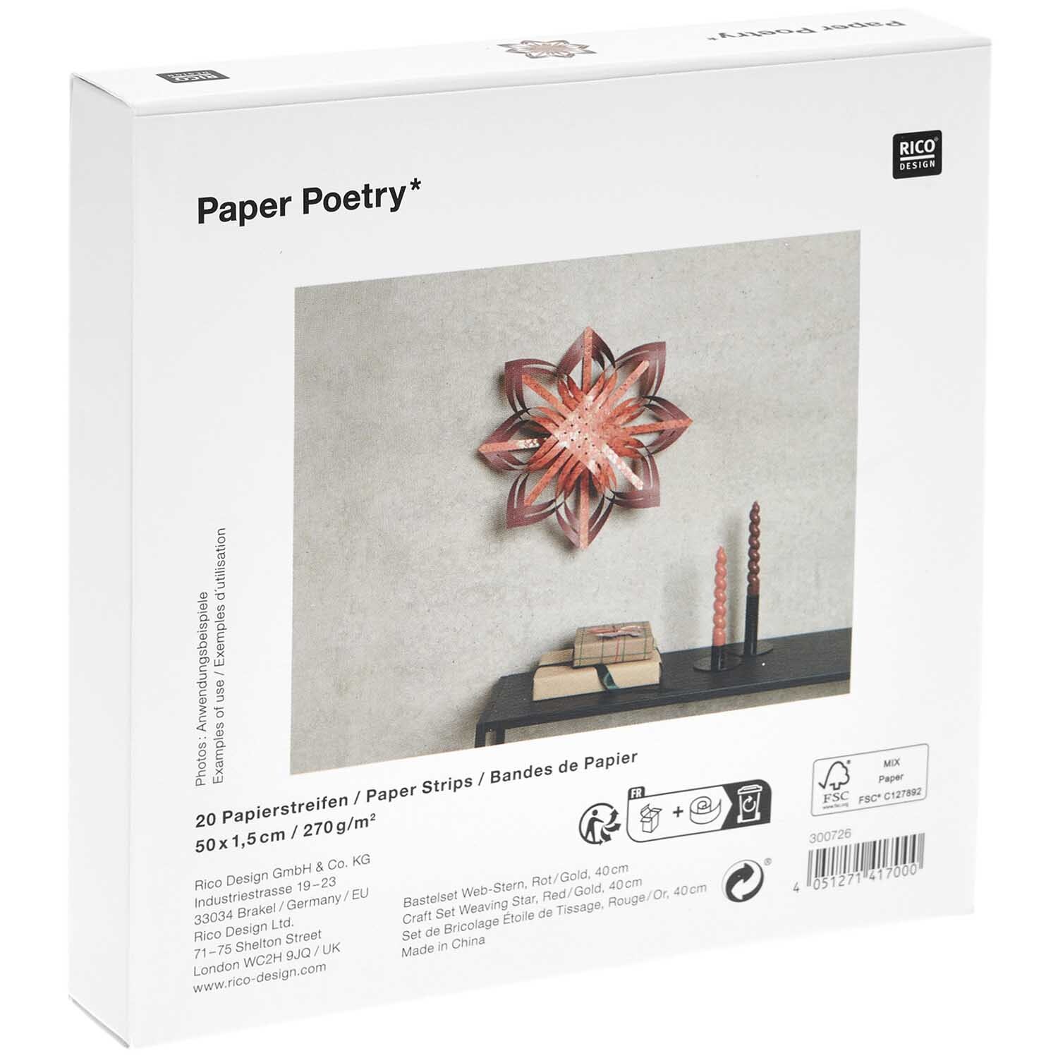 Paper Poetry Web-Stern Größe M 270g/m2