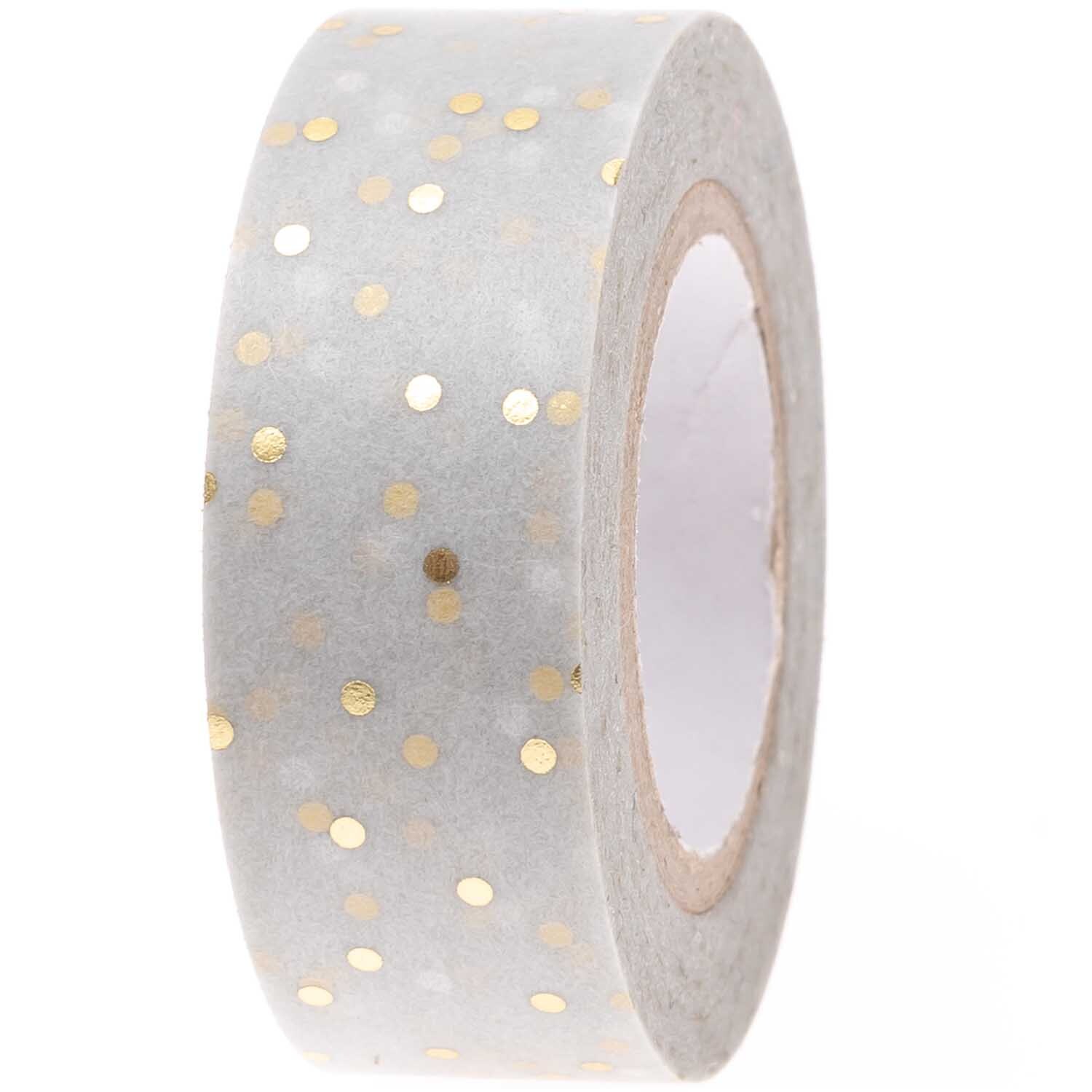 Paper Poetry Tape Punkte grau-gold 1,5cm 10m