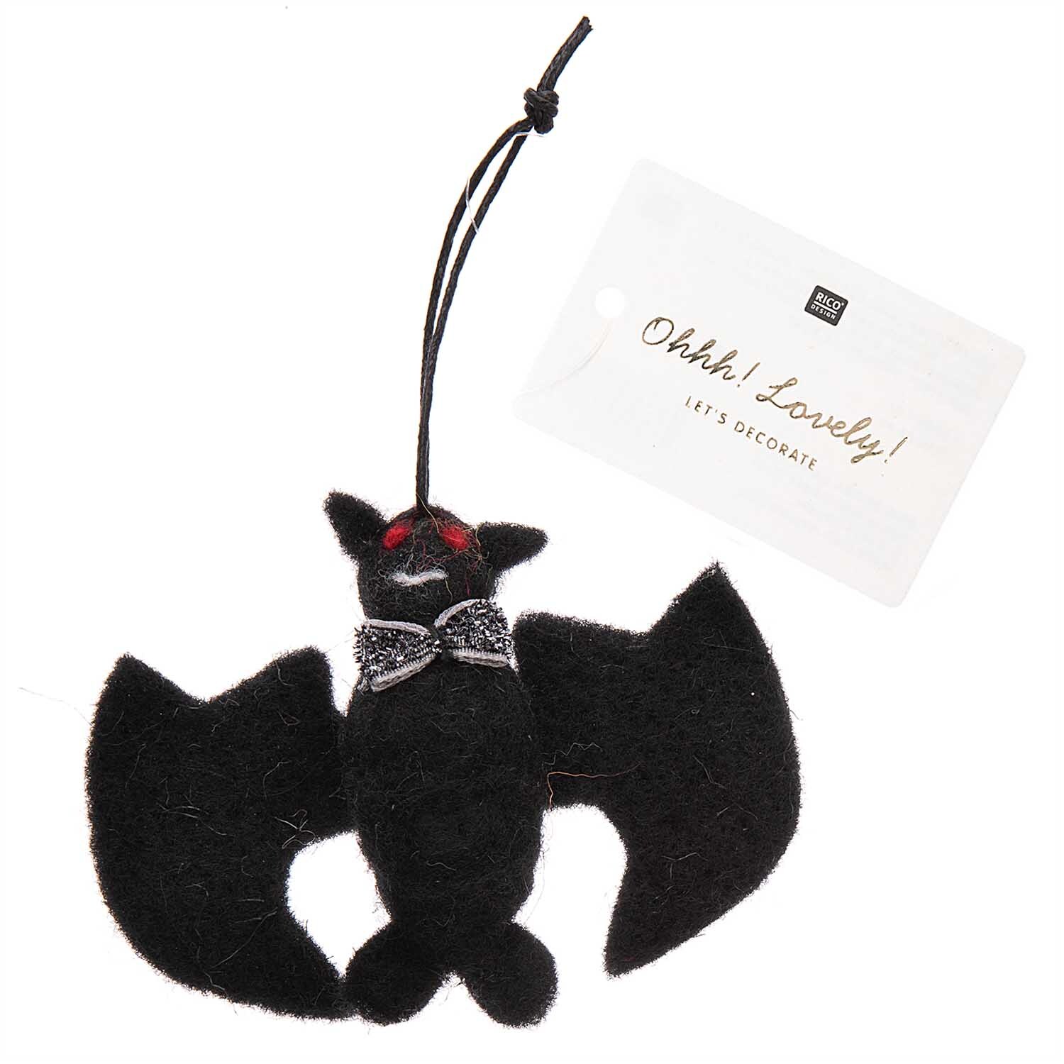 Fledermaus handgefilzt schwarz 9,5x7,5cm