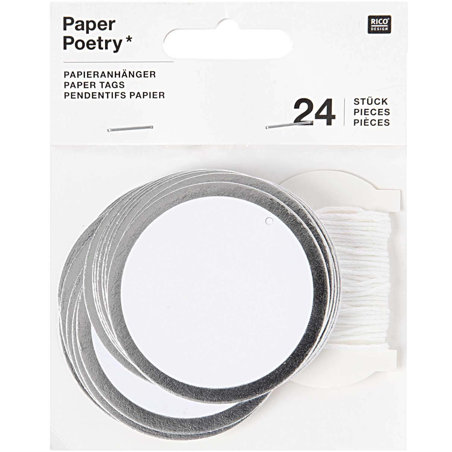 Paper Poetry Papieranhänger Kreis mit Hot Foil 6cm 24 Stück