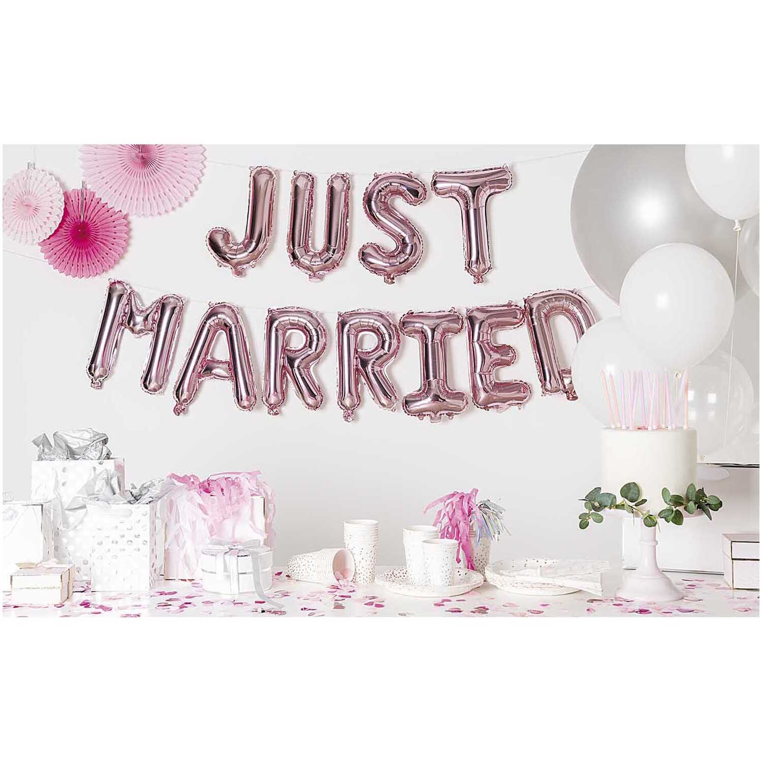 Folienballon-Set Just married rosa 11teilig