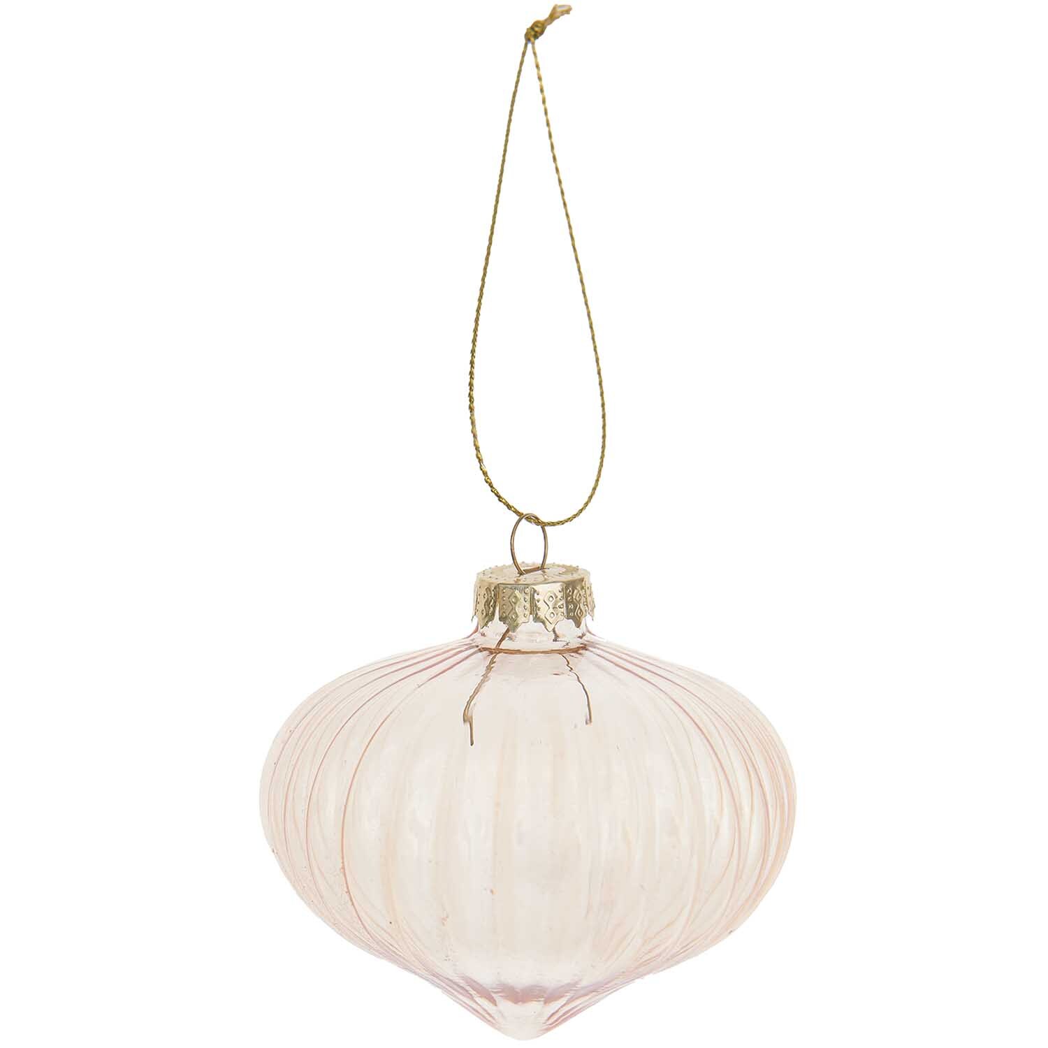 Glaskugel Baumschmuck Zwiebel transparent-gold 8cm