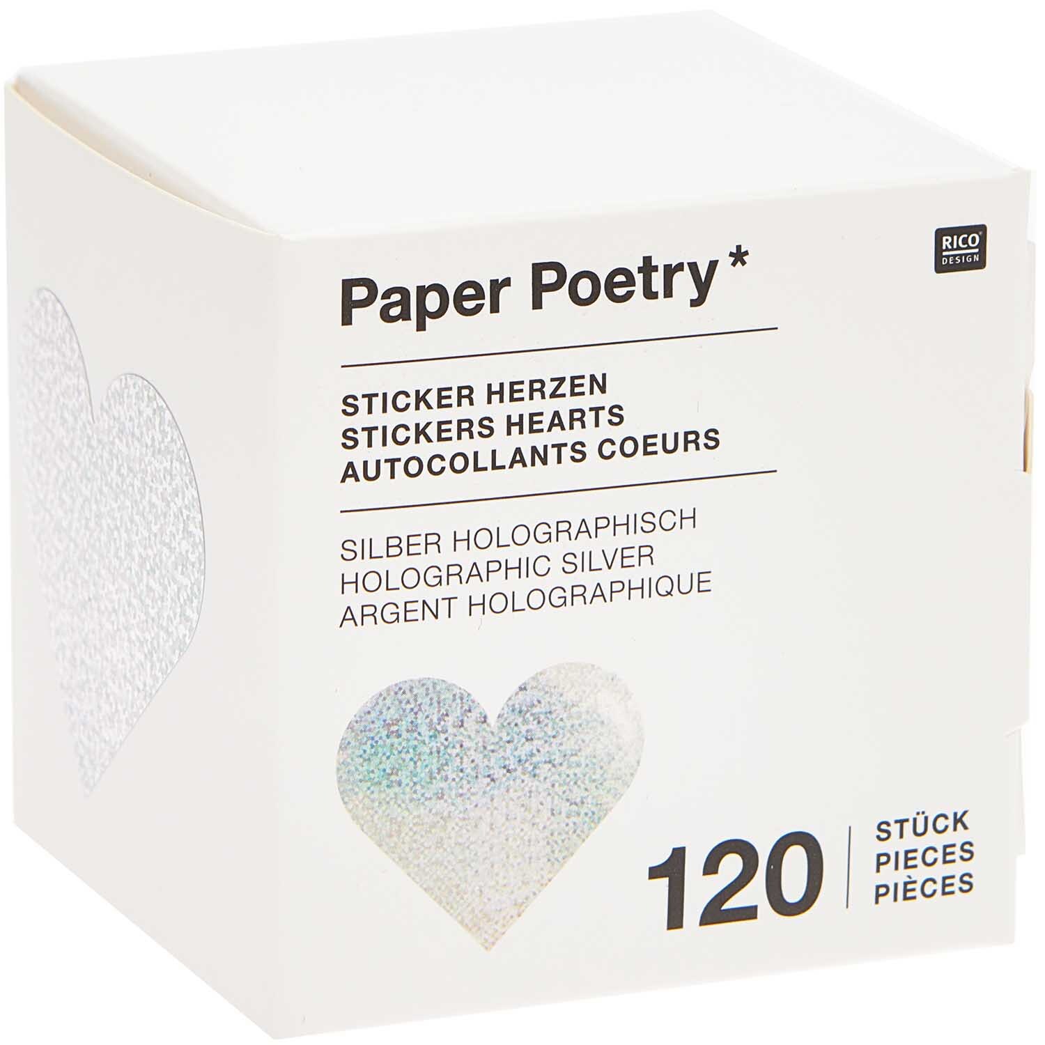 Paper Poetry Sticker Herzen 5cm 120 Stück auf der Rolle Hot Foil