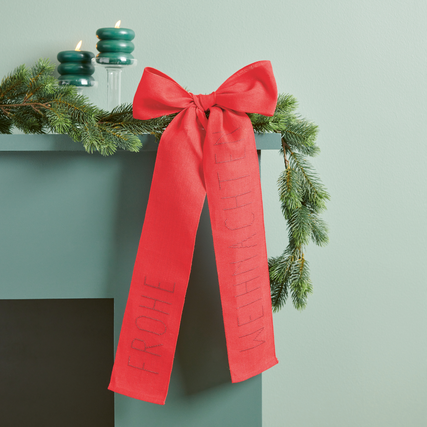 Stickpackung Schleife Frohe Weihnachten