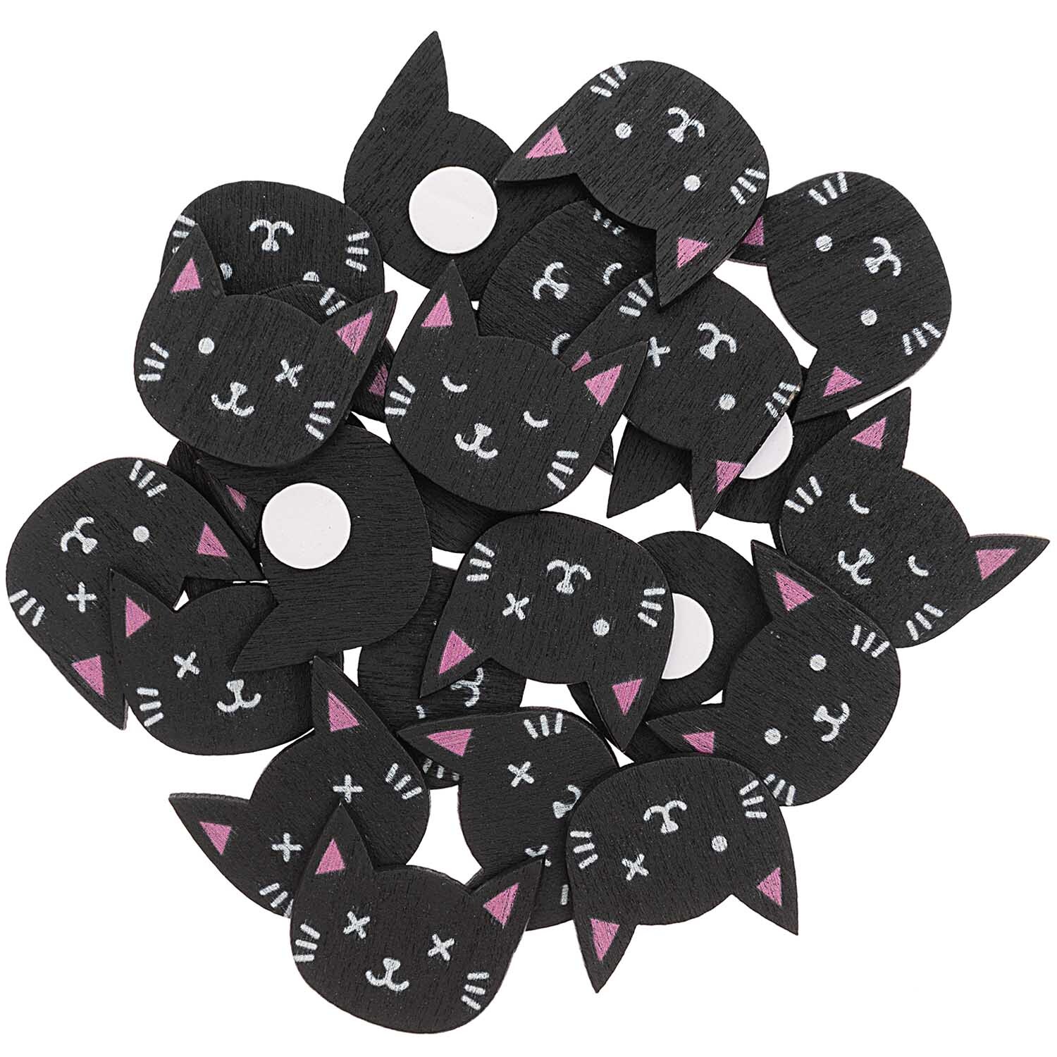 Holzsticker Katzen Mix schwarz 24 Stück