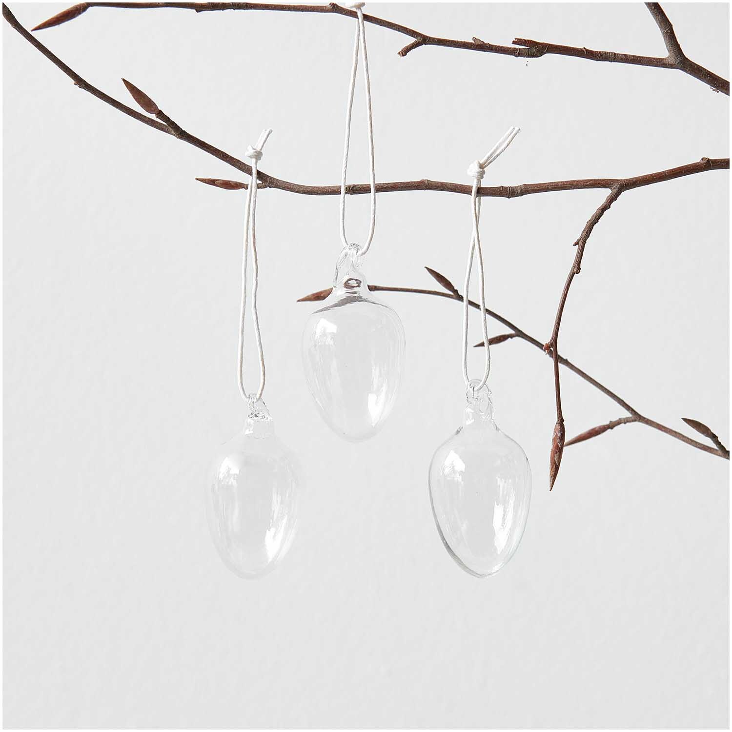 Glas Eier transparent 4 Stück Ø 3cm