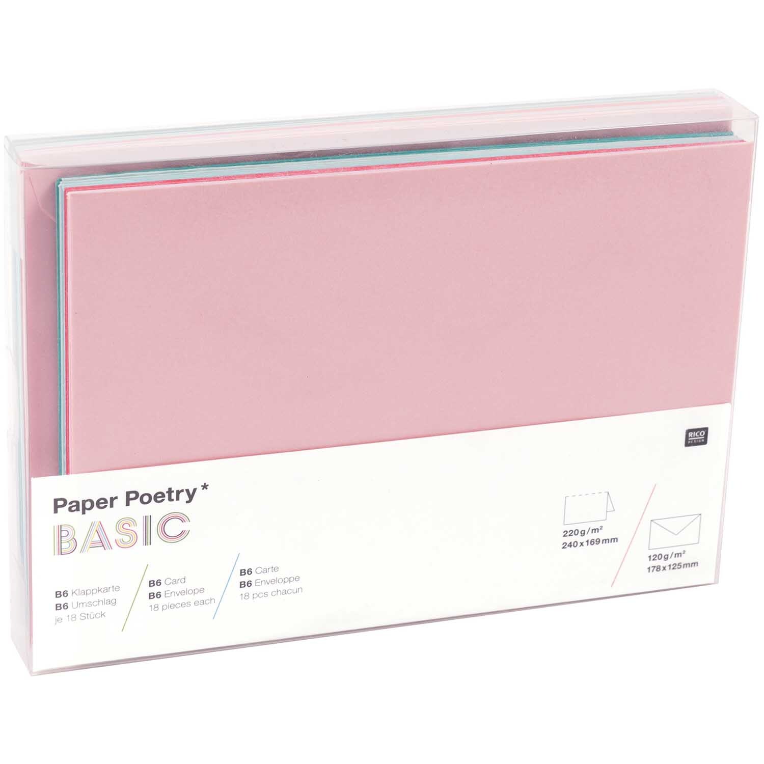 Paper Poetry Kartenset Basic tropical B6 36teilig