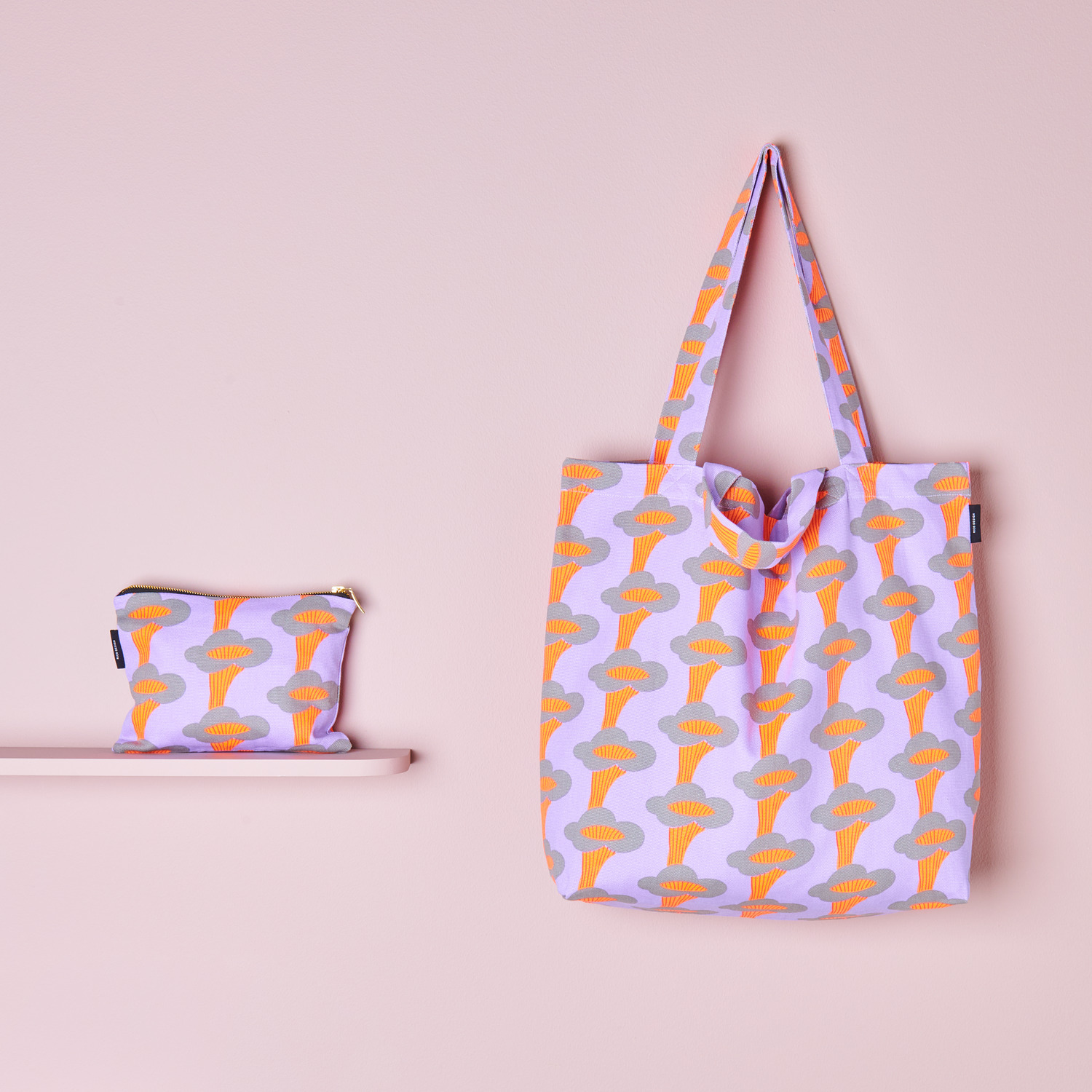 Canvas-Pouches Pfifferlinge Neon Flieder