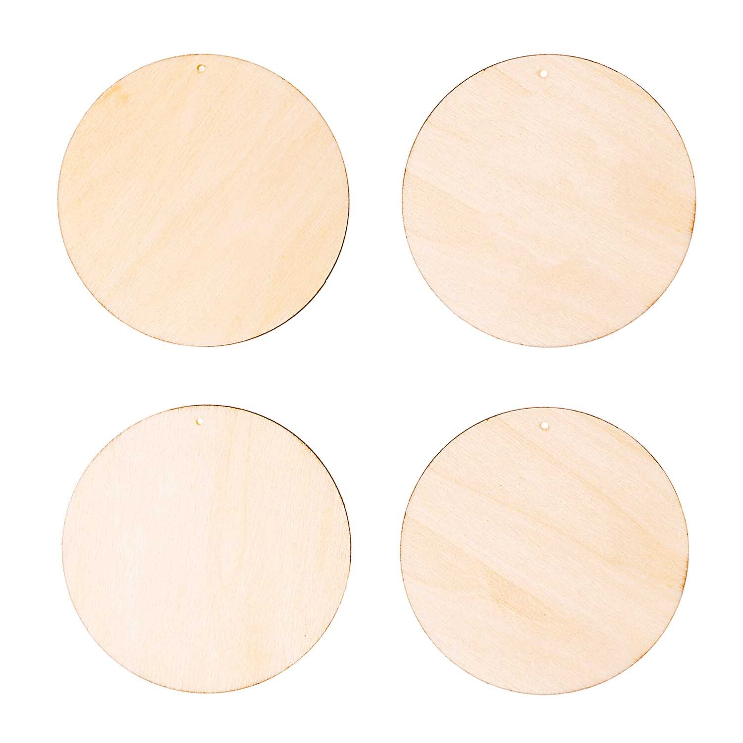 Holzdekoanhänger-Set Kreis 7,5cm 4teilig