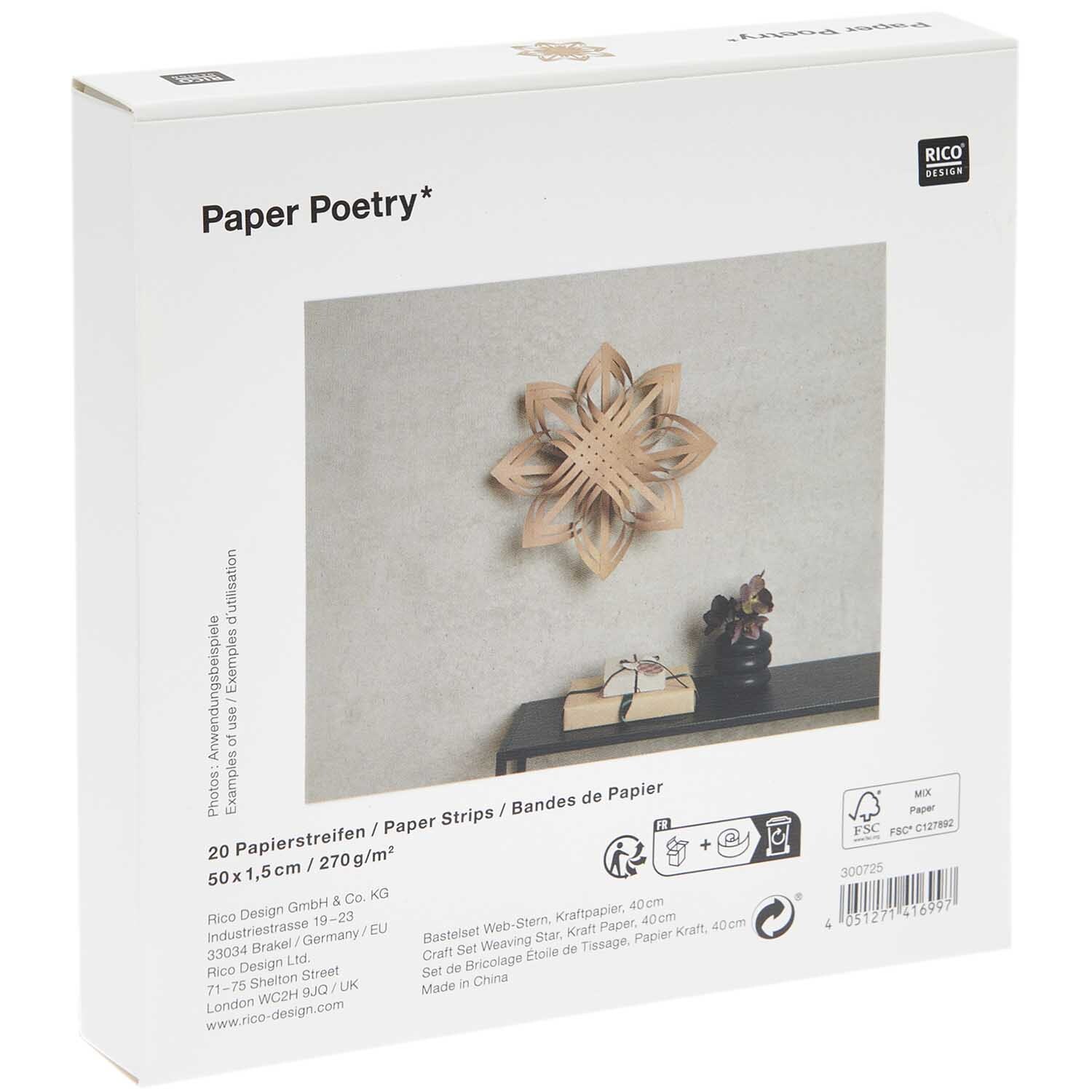 Paper Poetry Web-Stern Größe M 270g/m2