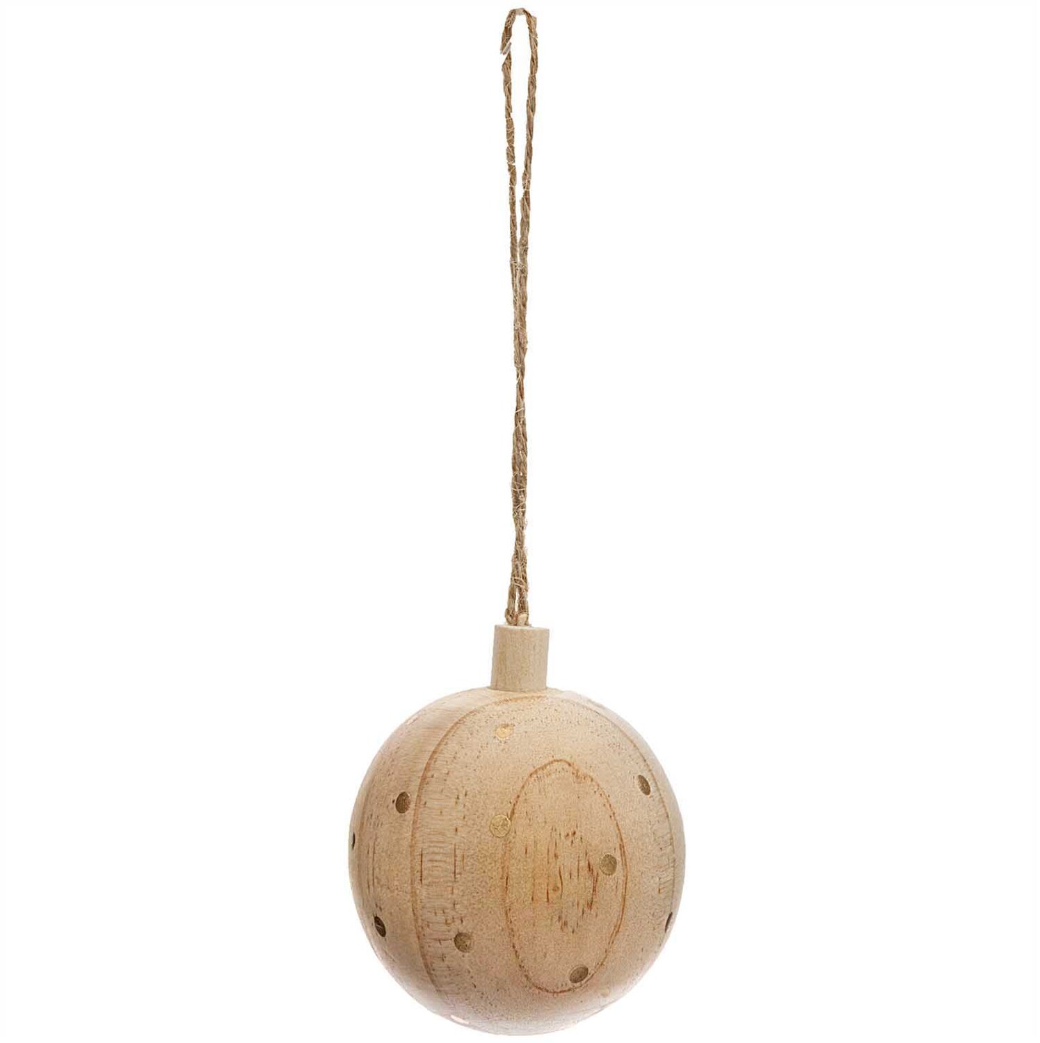 Baumschmuck Holzkugel natur-gold gepunktet Ø6cm